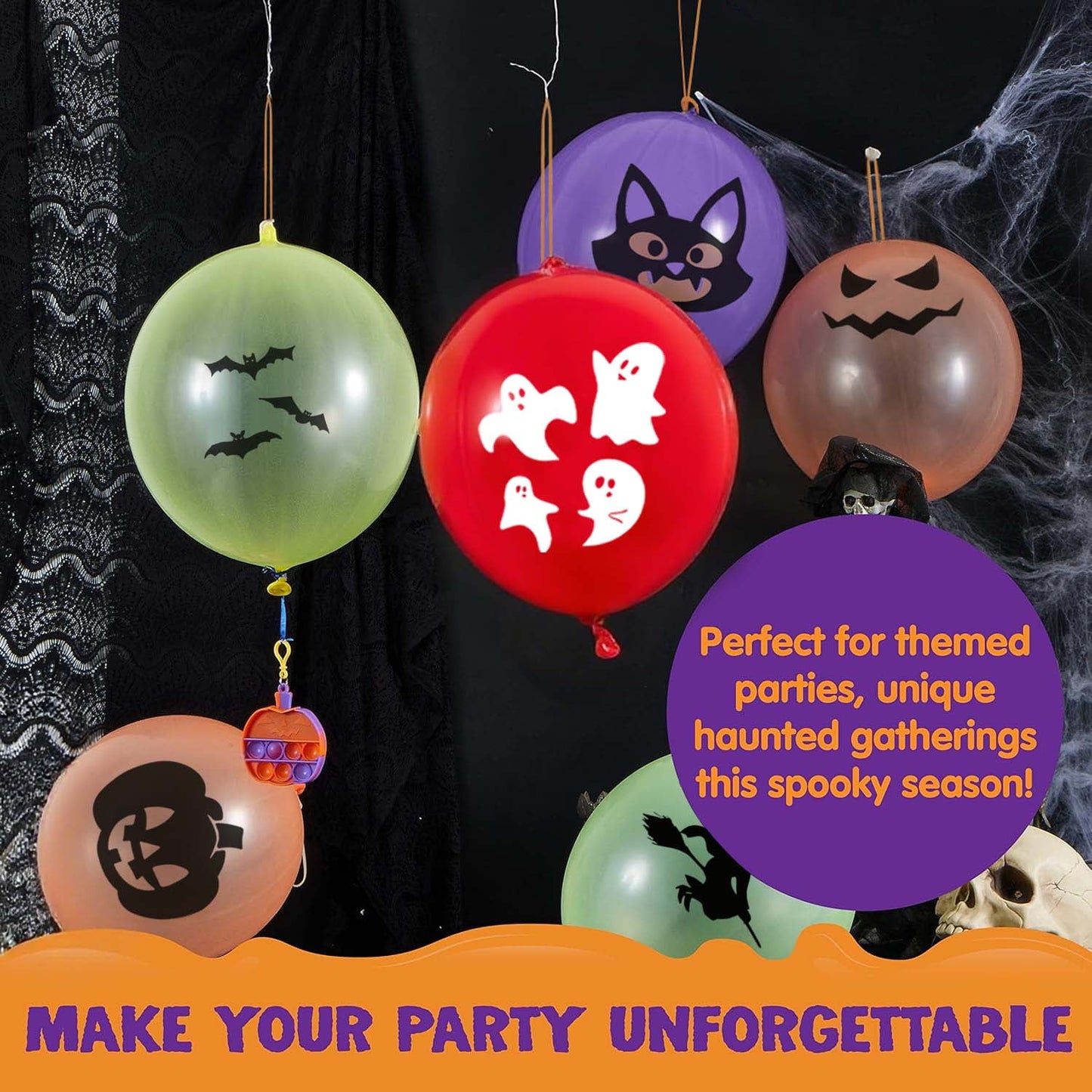 Ayieyill 36Pcs Trick or Treat Halloween Balloons for Games, 13in Punch Balloons for Halloween Party Supplies Decorations