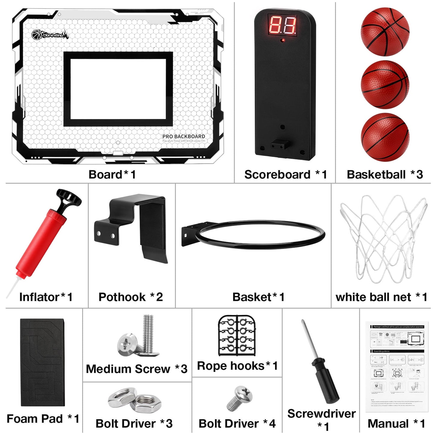 Ayieyill Basketball Hoop Indoor for Kids 15.7" x 11.8" - Automatic Scoring Basketball Hoop Mini Basketball Hoop for Door with 3 Balls, Basketball Toy for Kids Boy Toys Teens Adults