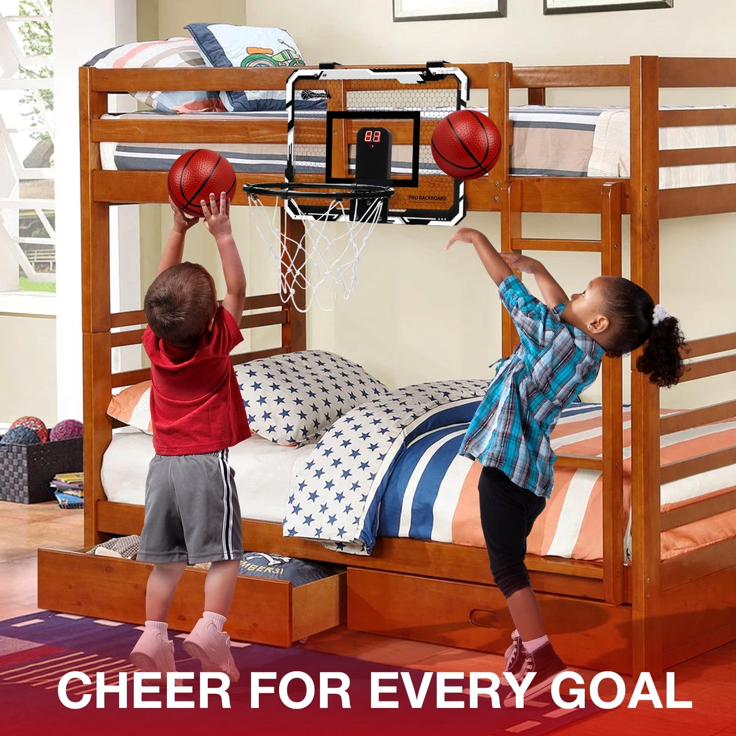 Ayieyill Basketball Hoop Indoor for Kids 15.7" x 11.8" - Automatic Scoring Basketball Hoop Mini Basketball Hoop for Door with 3 Balls, Basketball Toy for Kids Boy Toys Teens Adults