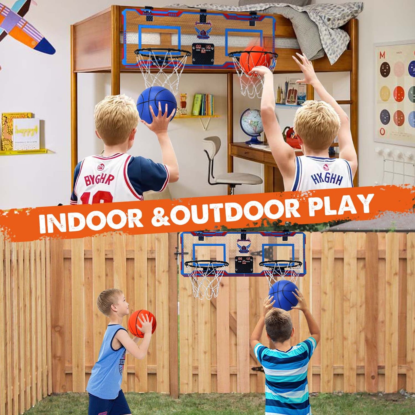 Ayieyill 2 Player Indoor Basketball Hoop for Kids, Mini Basketball Hoop for Door with 4 Balls, Basketball Toys for Boys Girls Bedroom Office
