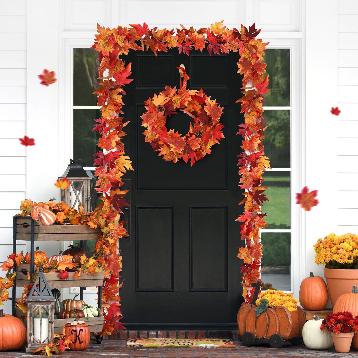 Ayieyill 50 PCS Fall Garland Maple Leaf Artificial Pumpkins and Gourds Set