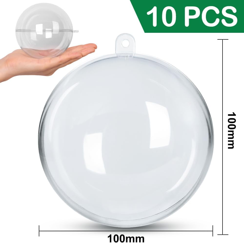 Ayieyill 20 Pack Clear Plastic Christmas Ornaments 3.15in Fillable Ornaments DIY Christmas Balls for Tree Decor