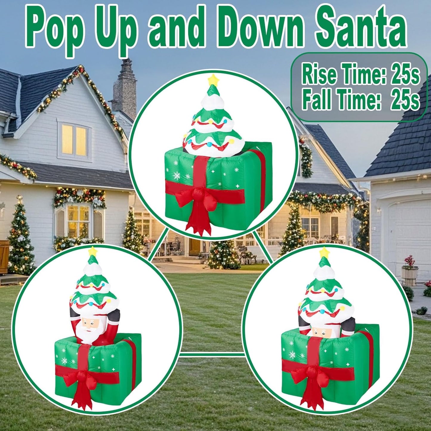 Ayieyill 6ft Christmas Tree Inflatables Decorations with with Santa Claus & Gift Boxes Blow Up Yard Decoration with  for Christmas Outdoor Yard Decorations Decor