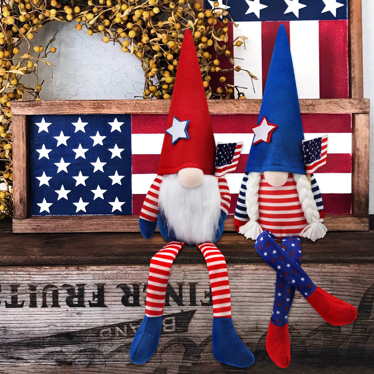Ayieyill 2Pcs 4th of July Gnomes Patriotic Gnomes Decorations