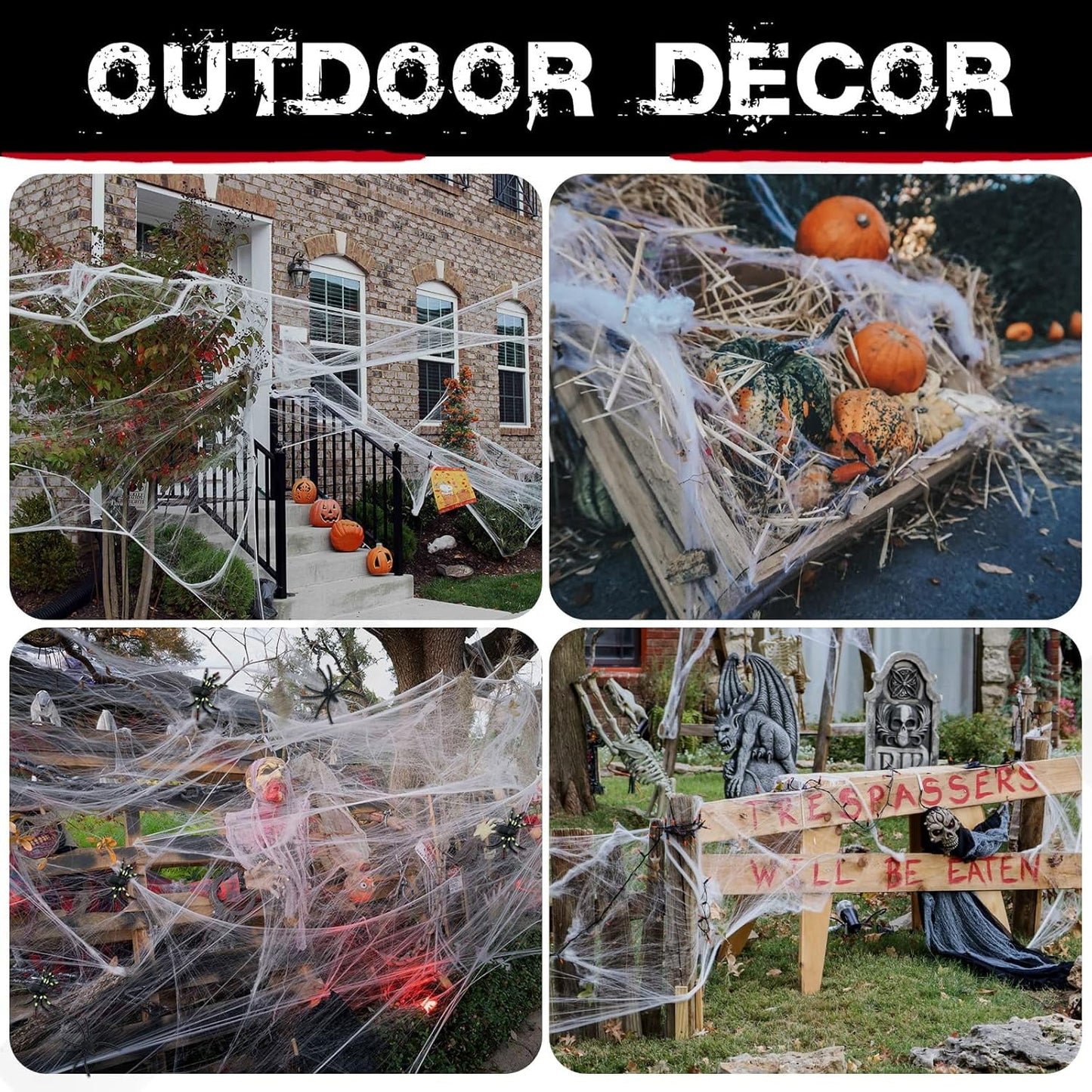 Ayieyill 1000sqft Halloween Spider Webs Decorations with 150 Extra Fake Spiders, Super Stretchy Cobwebs for Halloween Decorations Indoor and Outdoor