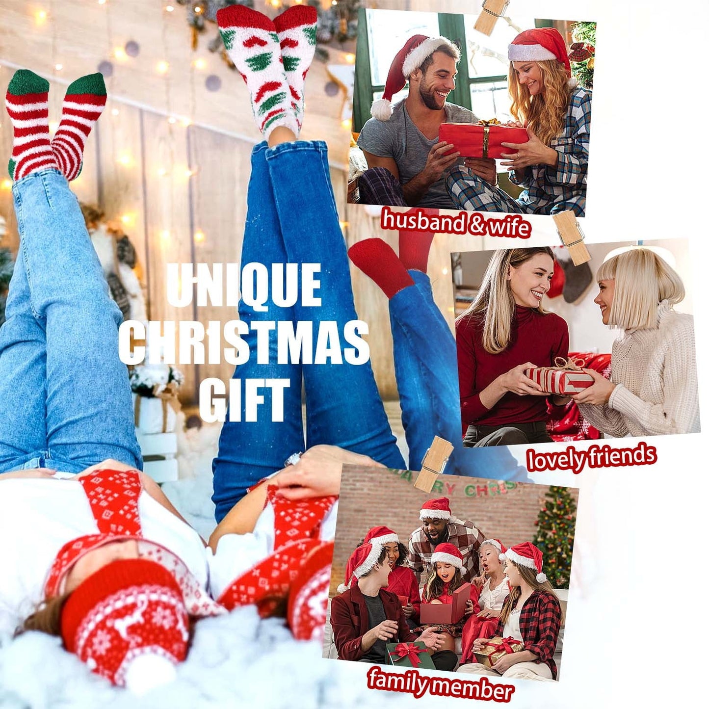 Ayieyill Fuzzy Socks for Women, 6 Pairs Plush Slipper Socks Women, Warm Soft Fluffy Socks Thick Cozy Plush Sock Winter Christmas Socks for Women