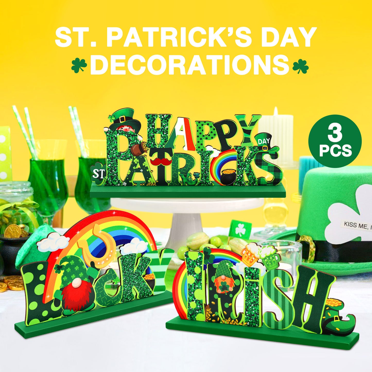 Ayieyill 3 Pcs St. Patrick's Day Decorations Cute Saint Patricks Day Decorations