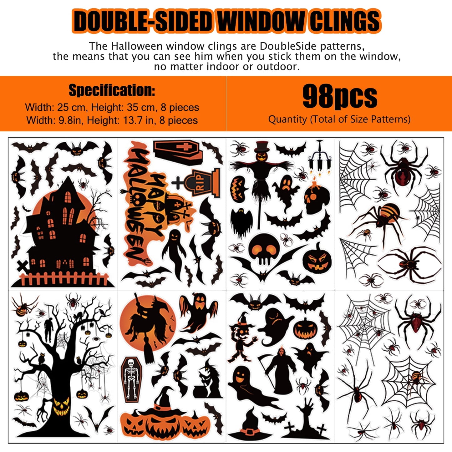 Ayieyill Halloween Window Clings Decorations, Skeleton Decals Halloween Window Stickers for Glass Windows