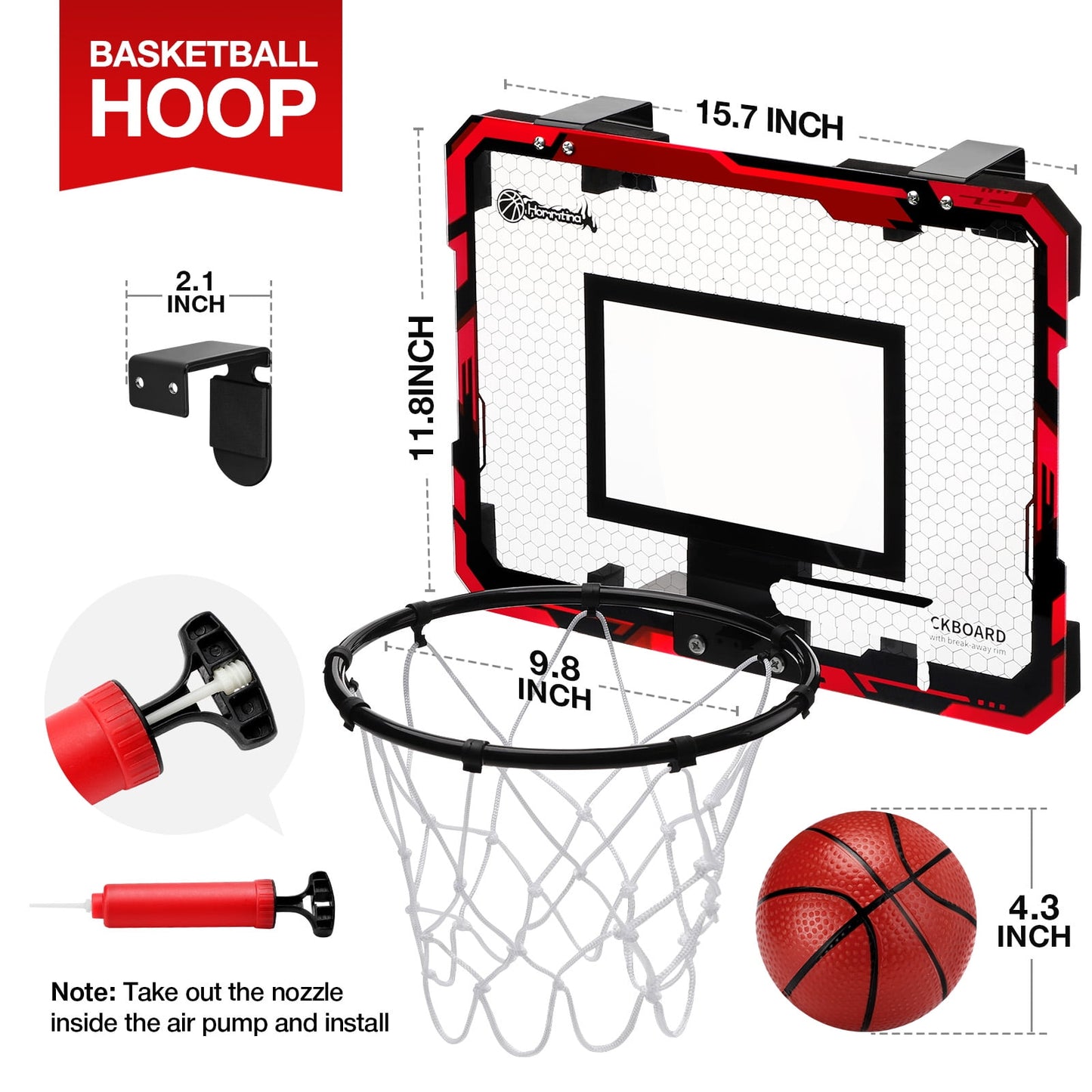 Ayieyill Basketball Hoop Indoor for Kids 15.7" x 11.8" - Automatic Scoring Basketball Hoop Mini Basketball Hoop for Door with 3 Balls, Basketball Toy for Kids Boy Toys Teens Adults