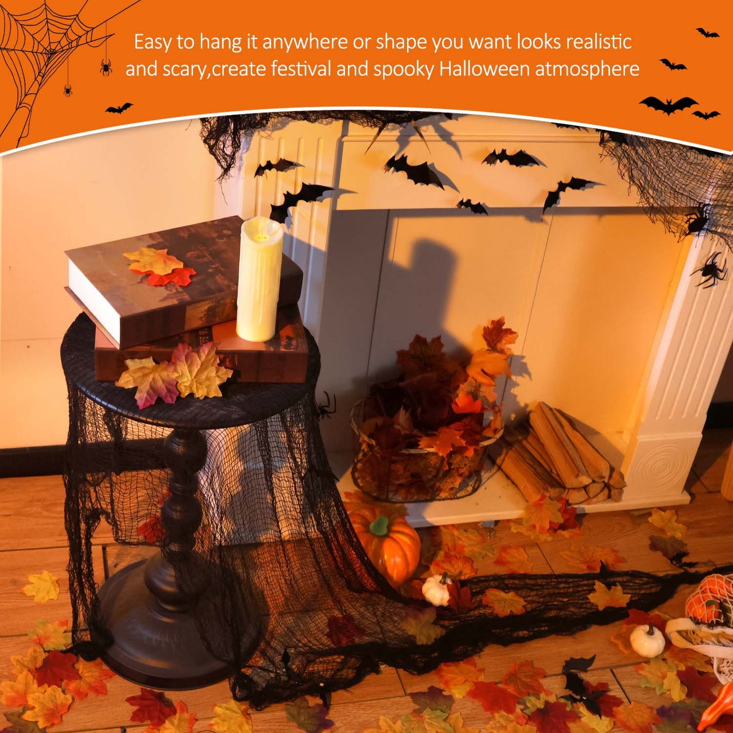 Ayieyill Halloween Bats Wall Decals, 126pcs Halloween Decorations Decals Halloween Decor