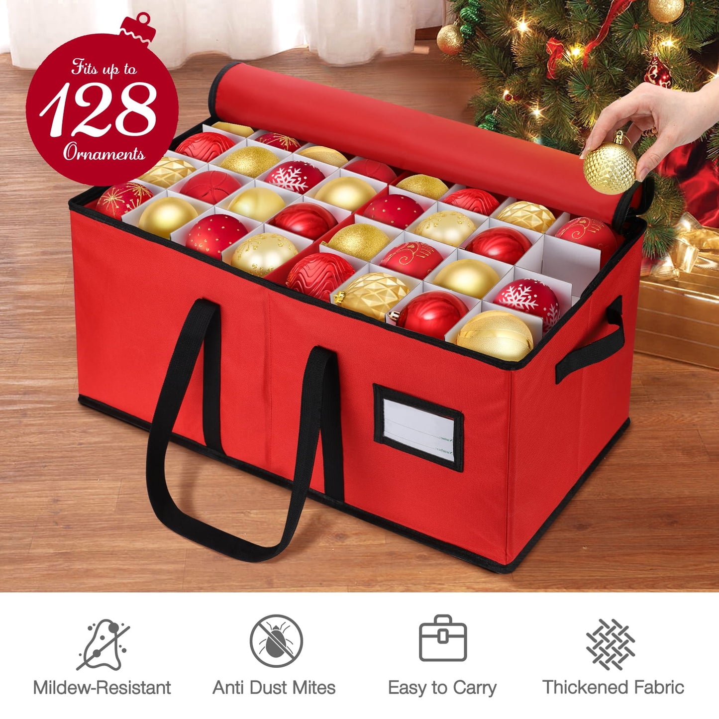 Ayieyill Christmas Tree Storage Bag and Christmas Ornament Storage Fits Up to 128 Ornament