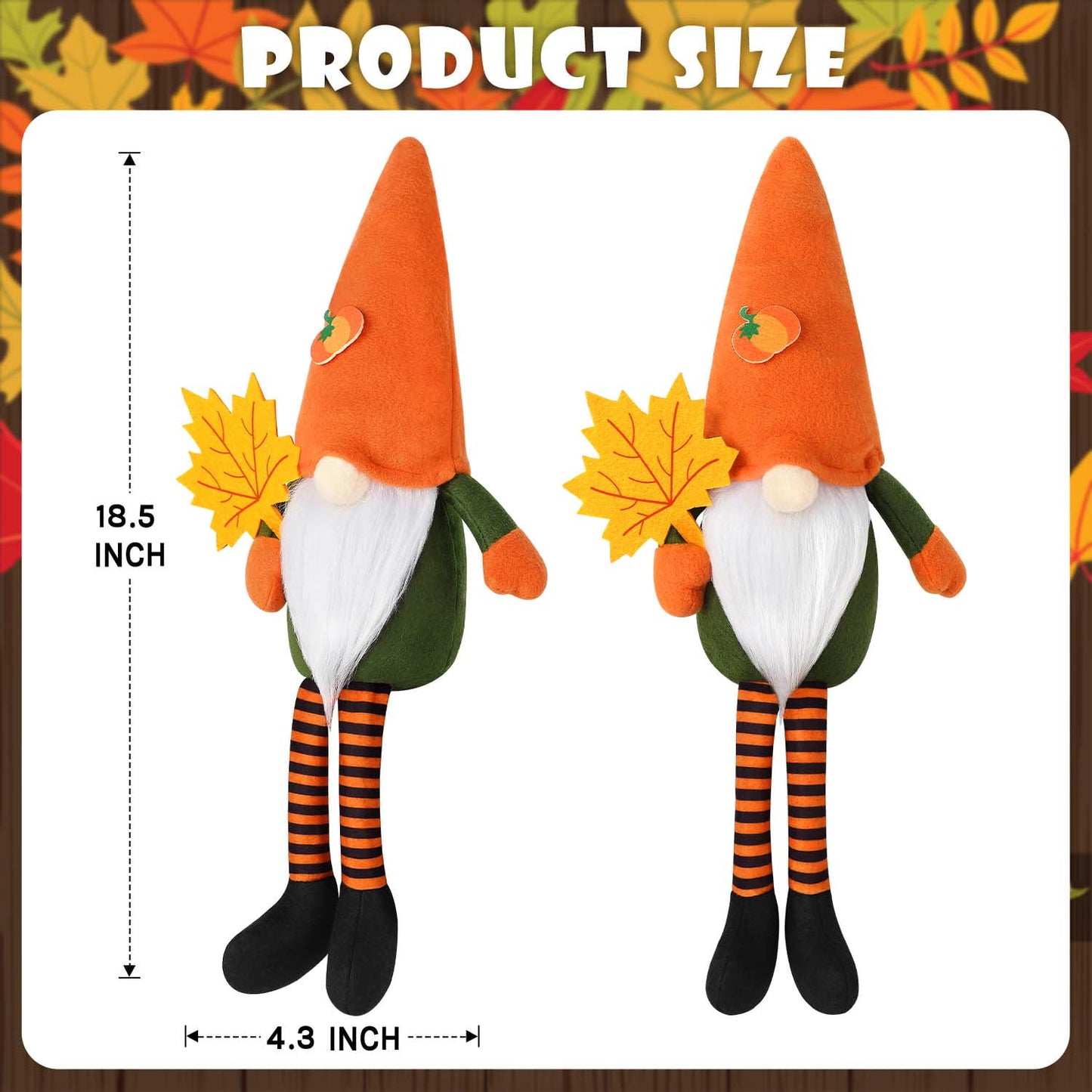 Ayieyill 2 Pack Fall Gnomes, 2Pack Handmade Fall Thanksgiving Gnomes Plush