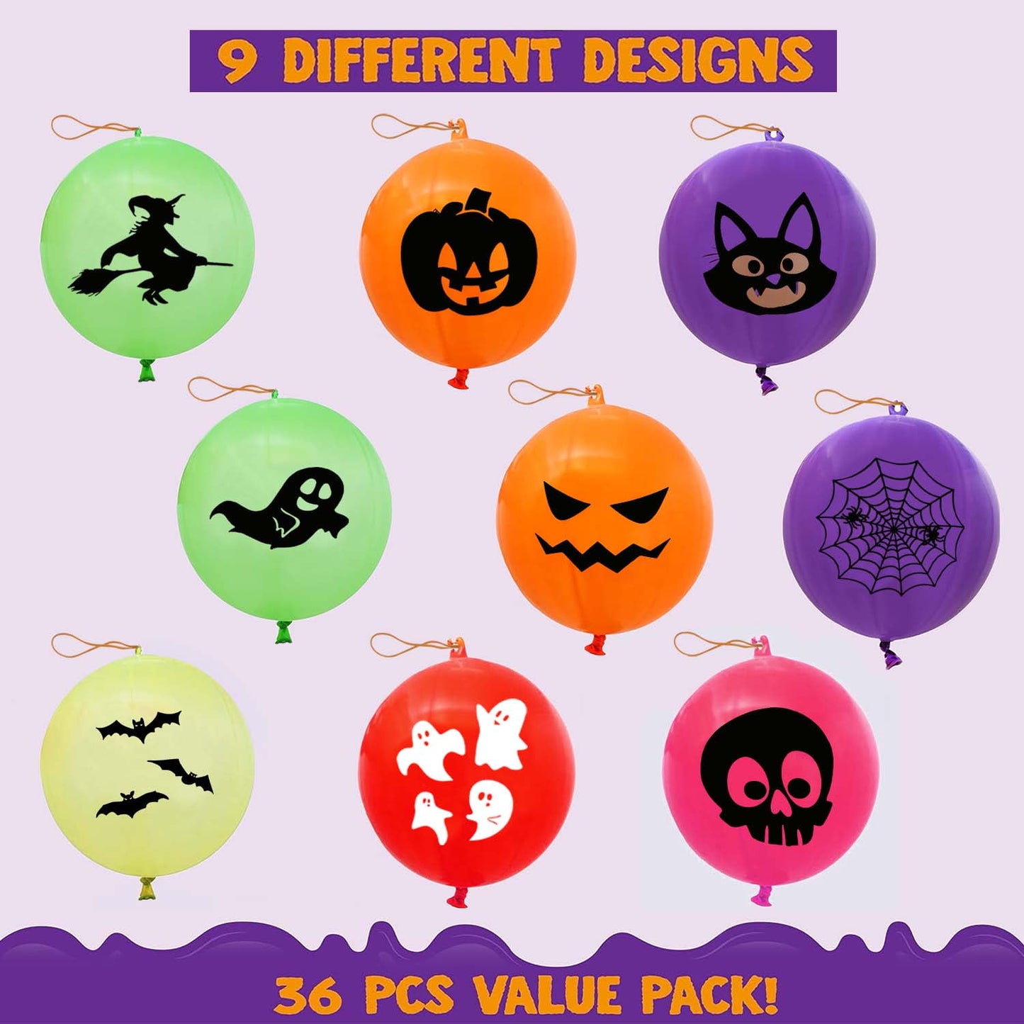 Ayieyill 36Pcs Trick or Treat Halloween Balloons for Games, 13in Punch Balloons for Halloween Party Supplies Decorations