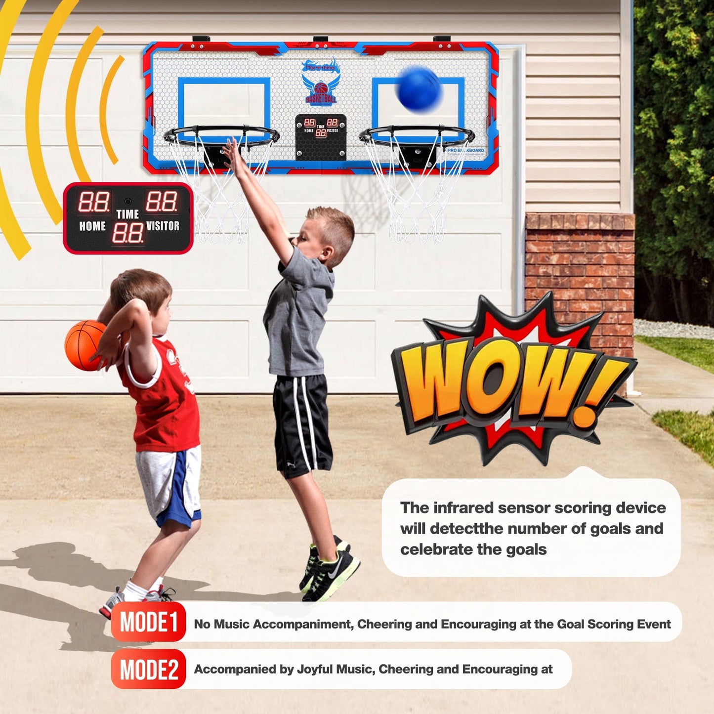 Ayieyill 2 Player Indoor Basketball Hoop for Kids, Mini Basketball Hoop for Door | 4 Balls | Basketball Toys | Boy Toys | Bedroom Office