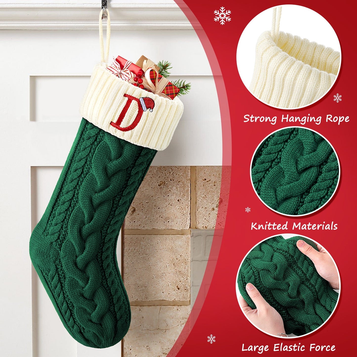 Ayieyill Christmas Stockings with Letters, Super Soft Monogram Christmas Stockings Xmas Gift | 20 Inches