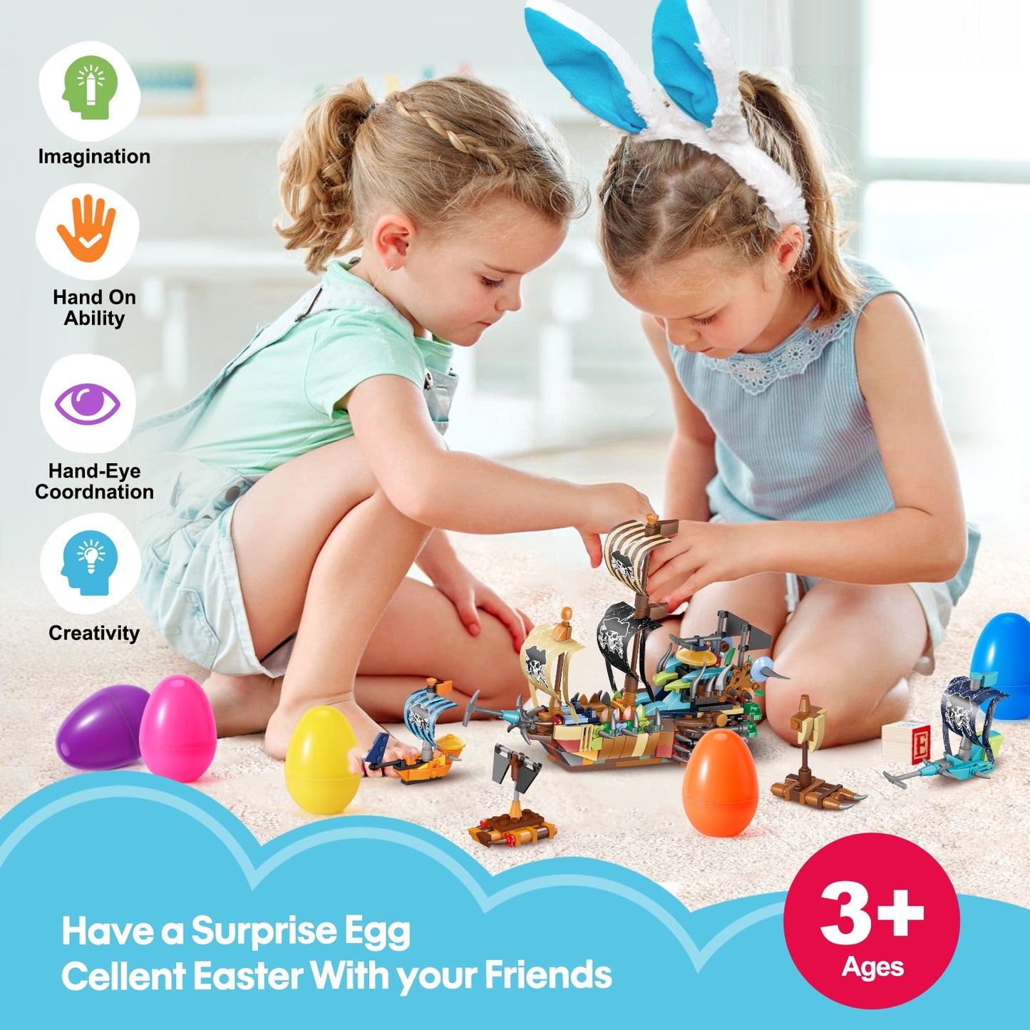 Ayieyill 12Pcs Prefilled Easter Eggs - Toy Filled Easter Eggs Filled with Pull-Back Construction Vehicles