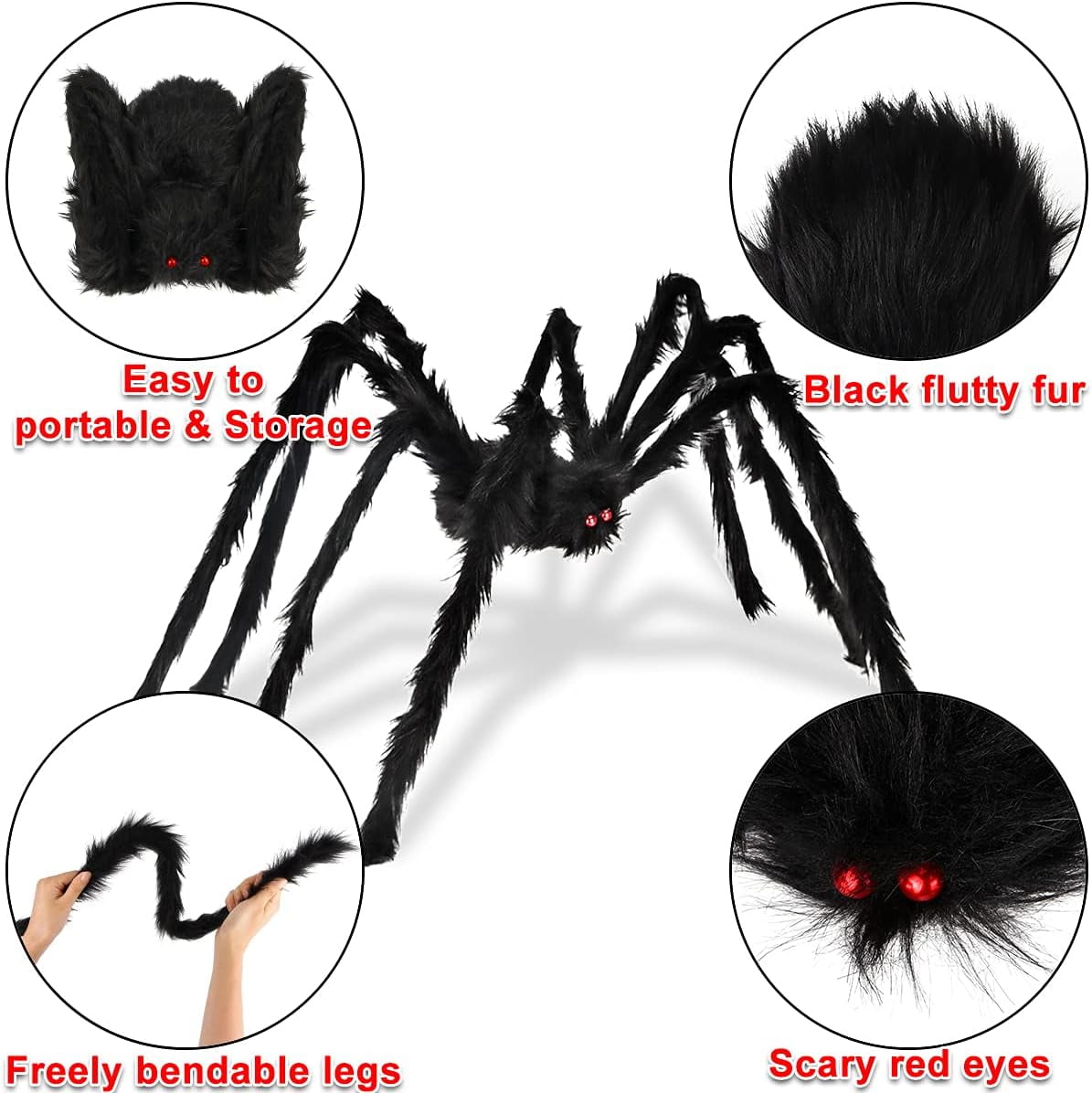 Ayieyill Halloween Spider Decorations 5 ft Giant Spider Halloween Outdoor Decorations