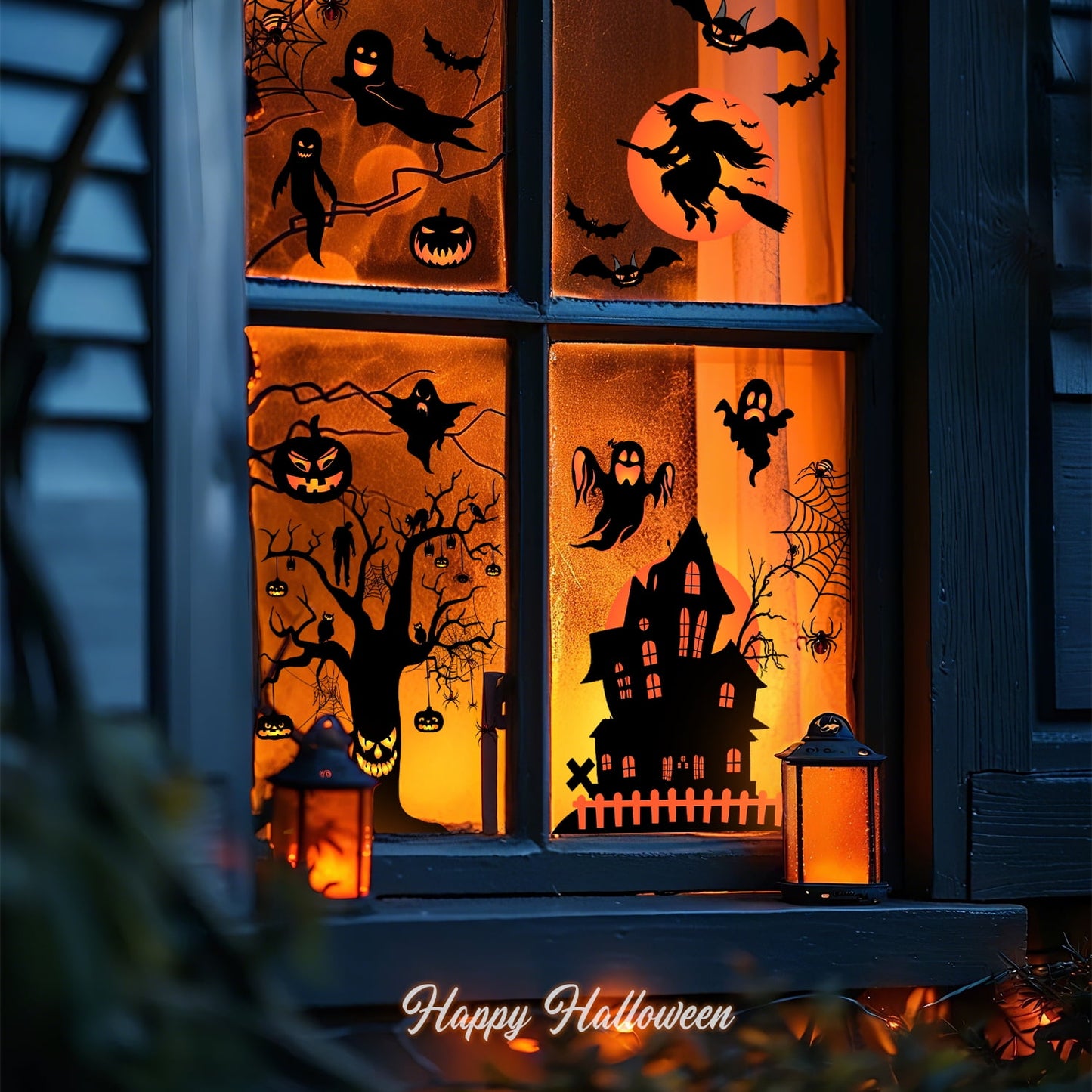 Ayieyill Halloween Window Clings Decorations, Skeleton Decals Halloween Window Stickers for Glass Windows
