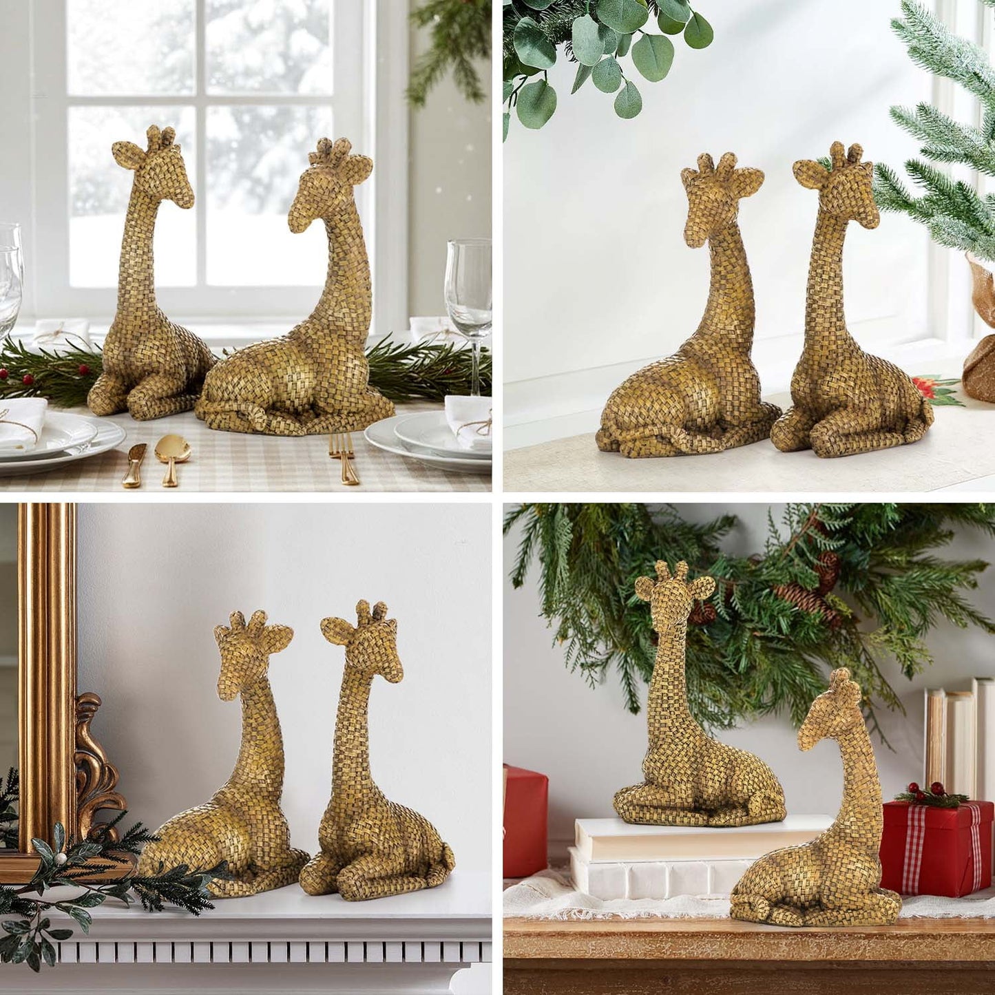 Ayieyill 2pcs Wicker Reindeer Christmas Decoration Resin Reindeer Decor for Tabletop Christmas Decor