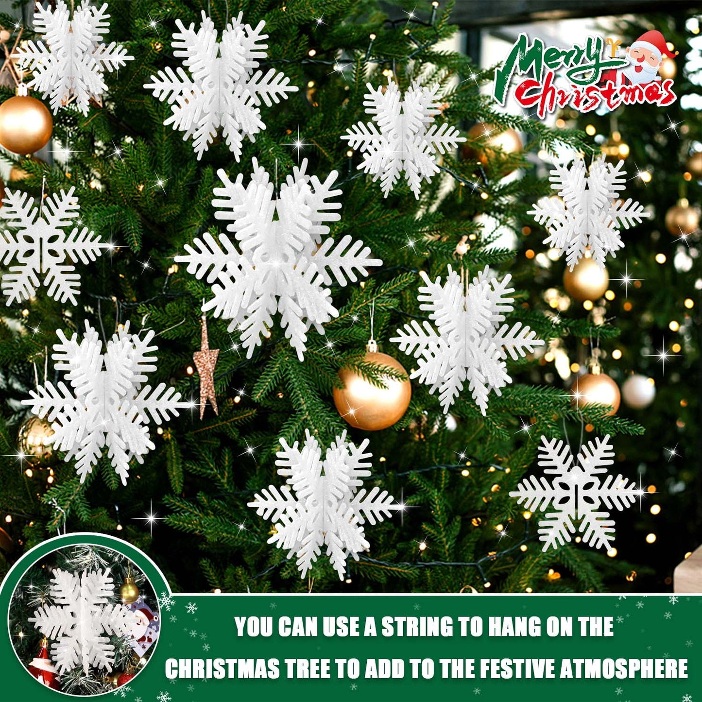 Ayieyill 8 Pcs Snowflake Decorations, Snowflake Christmas Decoration Indoor, Winter 3D Snowflake Christmas Tabletop Decor