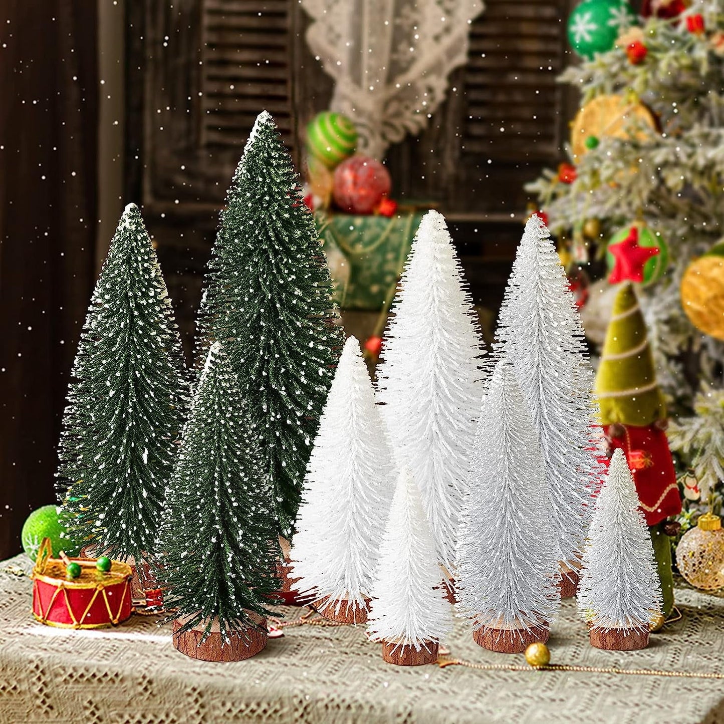 Ayieyill 9Pcs Mini Christmas Trees Christmas Decor Artificial Christmas Decorations with 4 Sizes