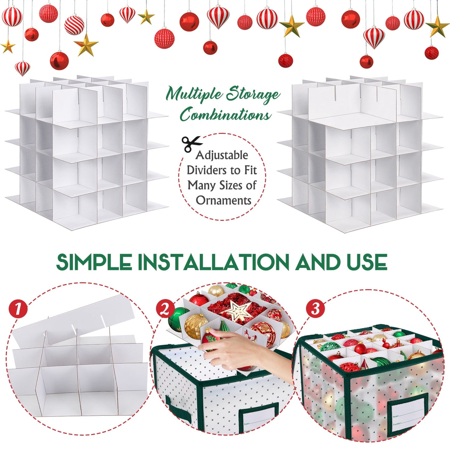 Ayieyill Christmas Ornament Storage Chest, Ornament Storage Box Ornament Organizer