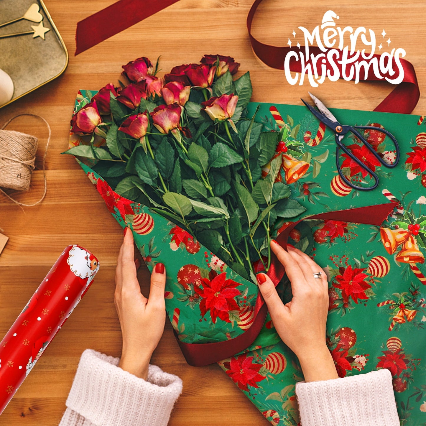 Ayieyill 12Pack Christmas Wrapping Paper Traditional Gift Wrap, Christmas Decoration