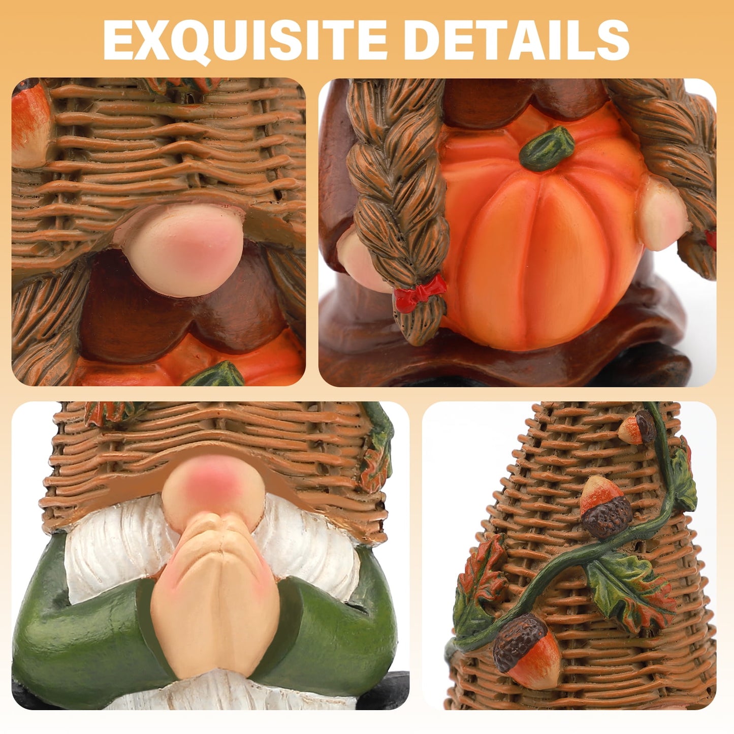 Ayieyill Fall Gnomes Set of 2, Thanksgiving Gnomes Figurines Thanksgiving Decorations for Table Autumn Decor