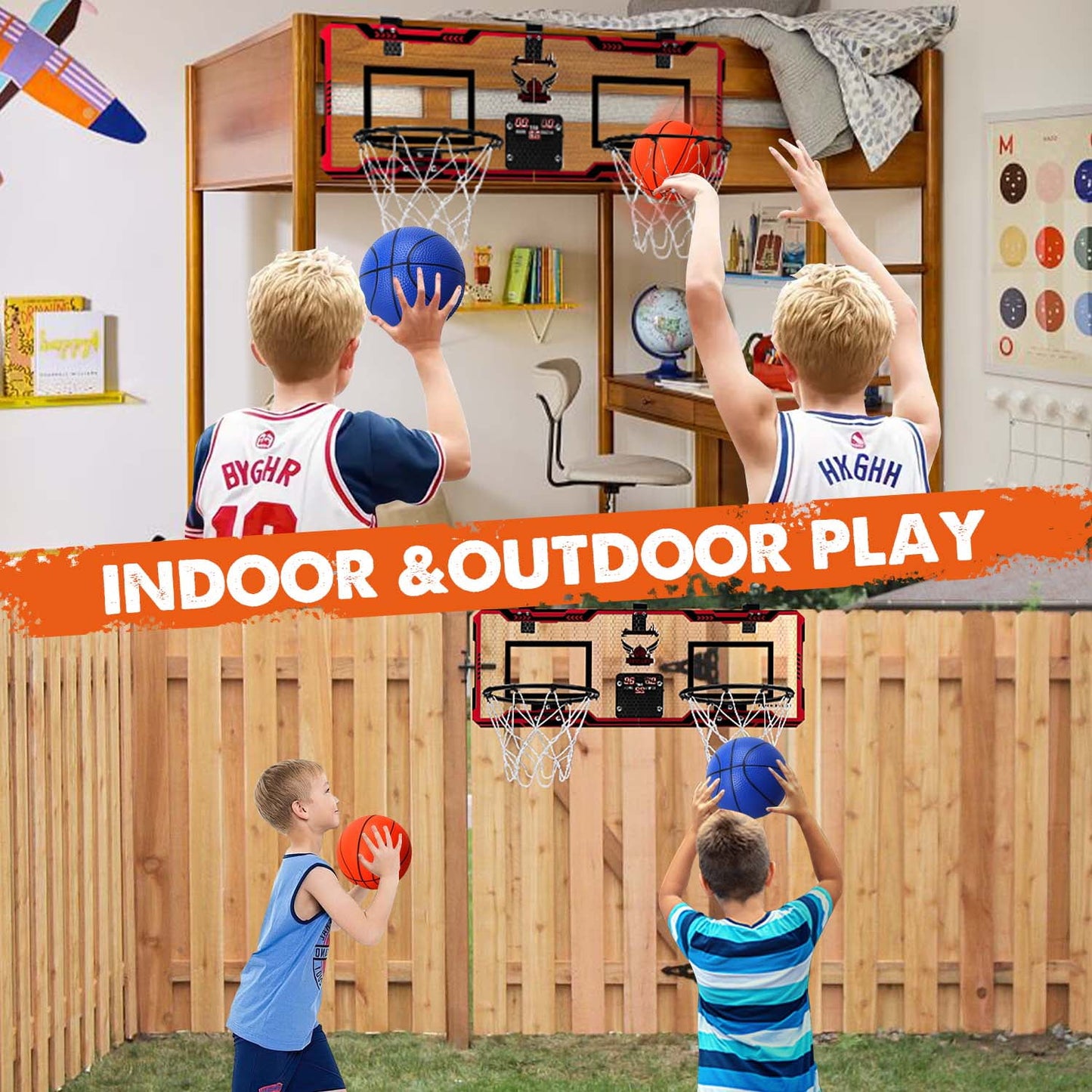 Ayieyill 2 Player Indoor Basketball Hoop for Kids, Mini Basketball Hoop for Door with 4 Balls, Basketball Toys for Boys Girls Bedroom Office
