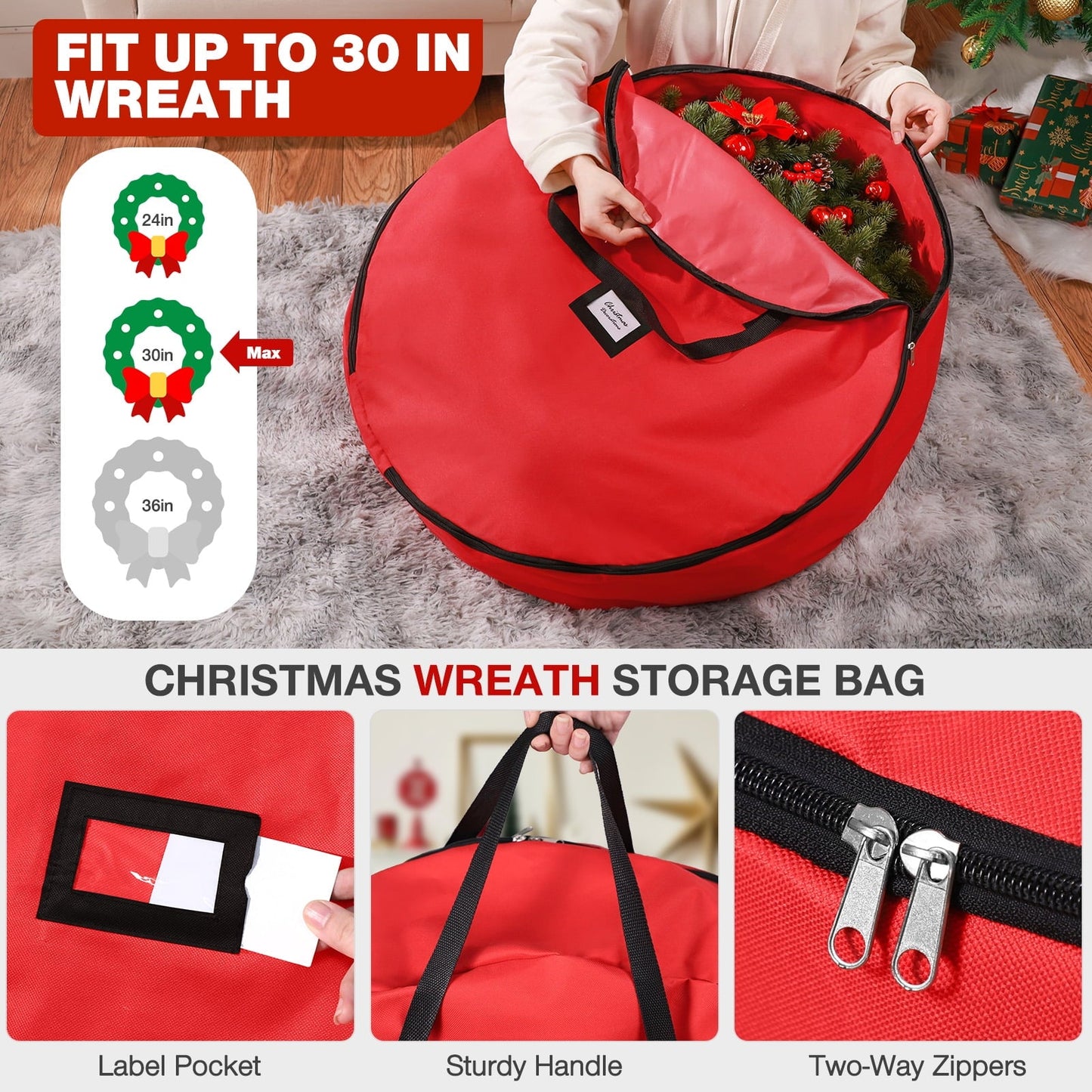 Ayieyill 3Pcs Christmas Tree Storage Bag, Christmas Tree Bag for 7.5 FT Artificial Trees