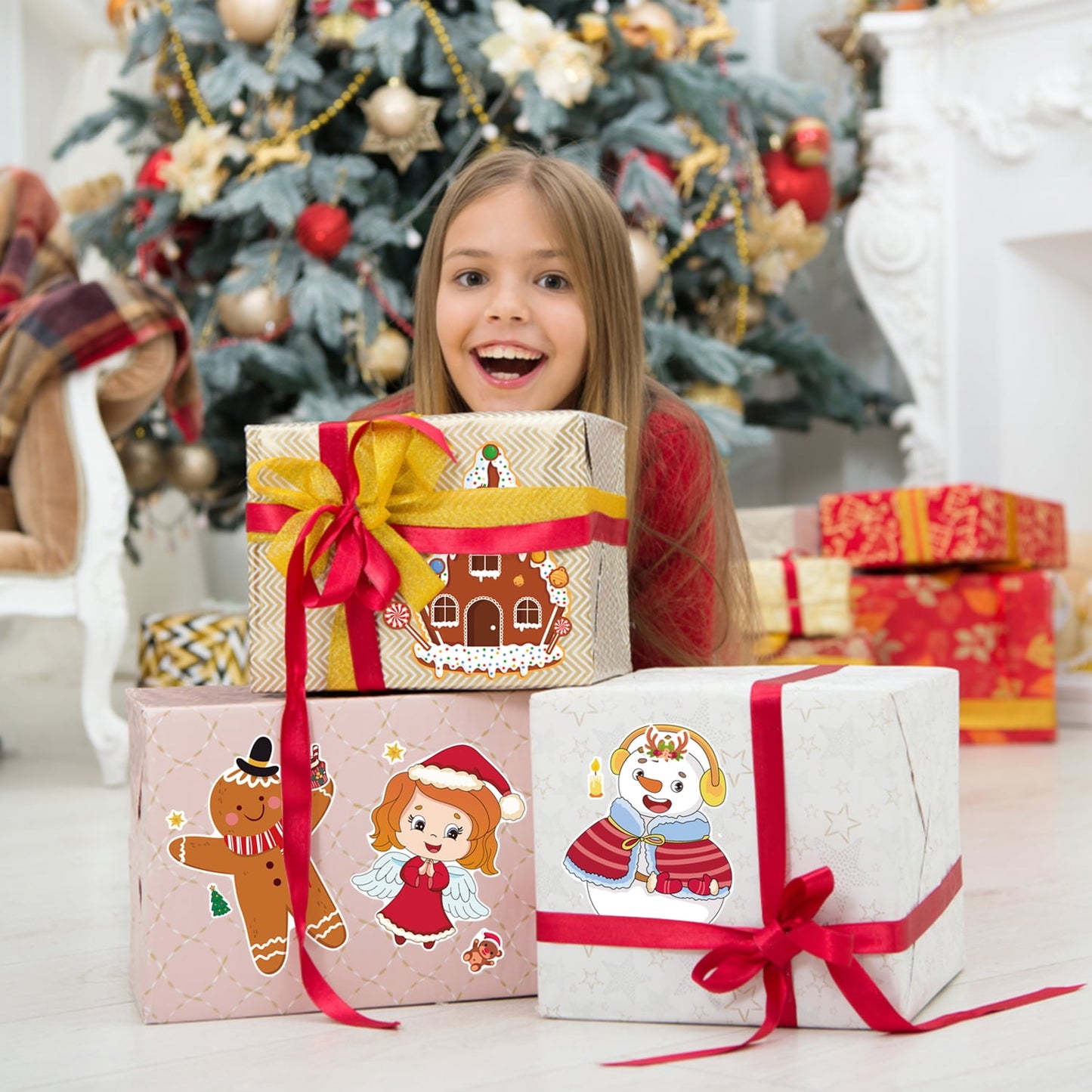 Ayieyill 48PCS Christmas Make A Face Stickers for Kids, DIY Christmas Sticker Sheets for Goodie Bag Stuffers and Party Favors