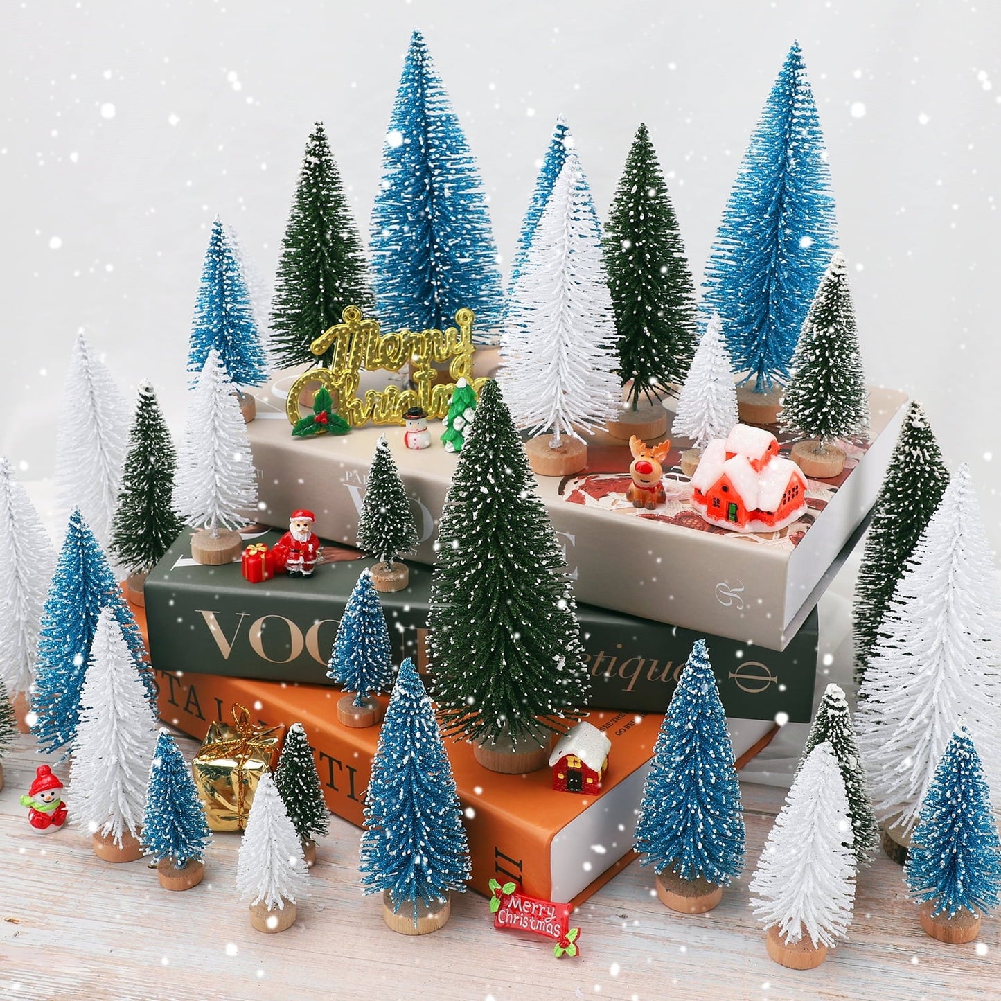 Ayieyill 30Pcs Mini Christmas Trees - Artificial Christmas Trees Bottle Brush Trees with 5 Sizes