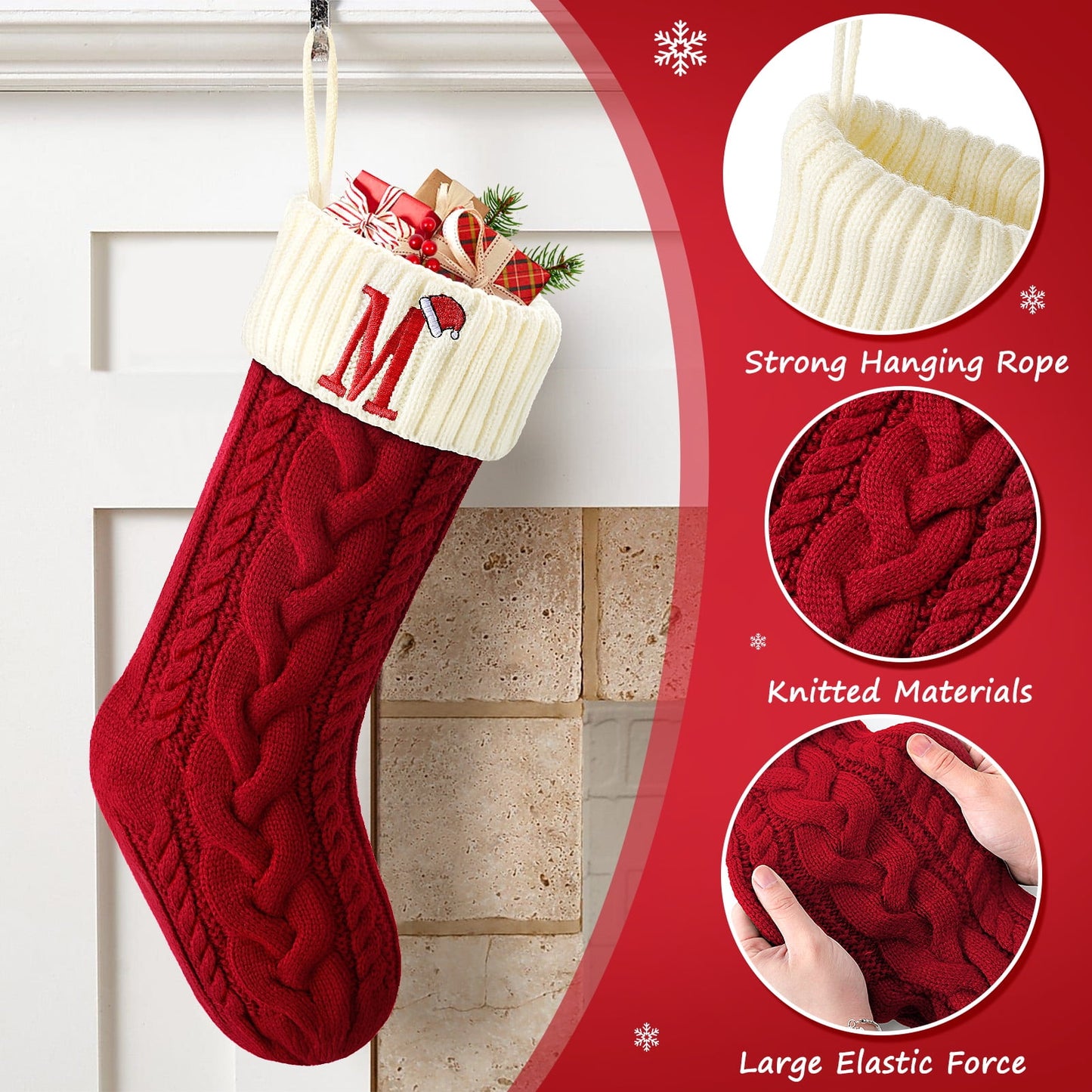 Ayieyill Christmas Stockings with Letters, Super Soft Monogram Christmas Stockings Xmas Gift | 20 Inches