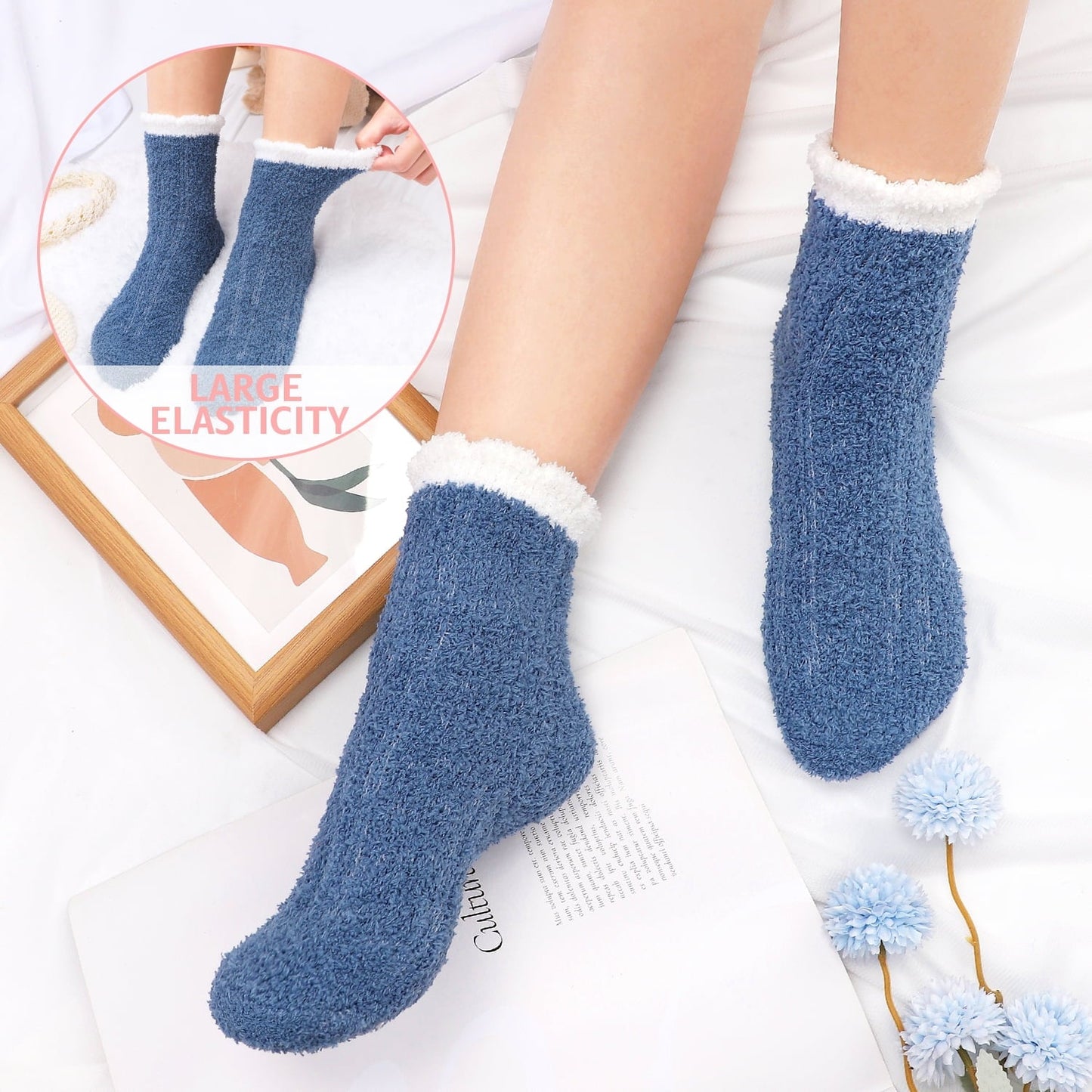Ayieyill Fuzzy Socks for Women, 6 Pairs Plush Slipper Socks Women, Warm Soft Fluffy Socks Thick Cozy Plush Sock Winter Christmas Socks for Women
