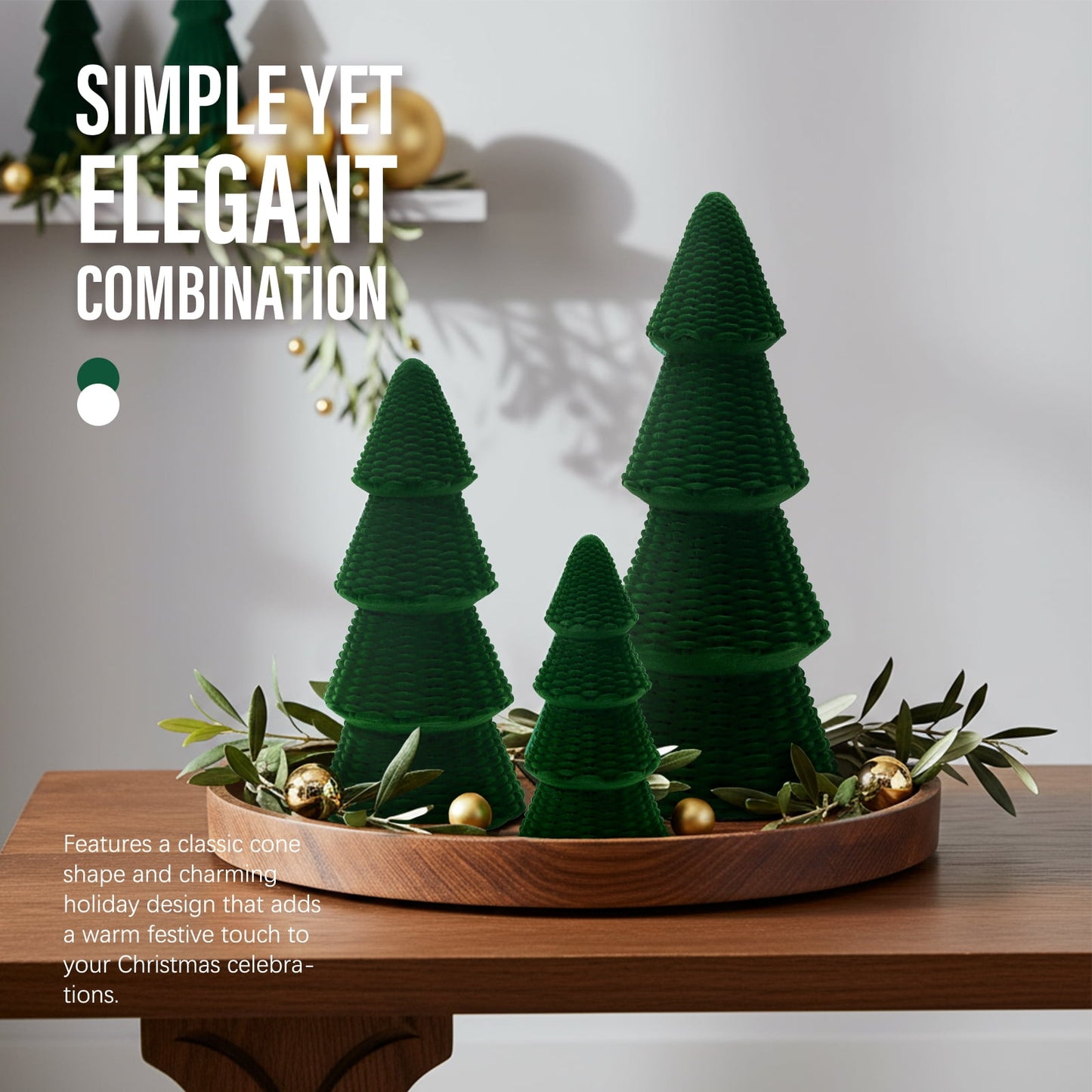 Ayieyill 3pcs Tabletop Christmas Tree Velvet Woven Resin Christmas Trees for Christmas Decor Indoor, Christmas Table Decor