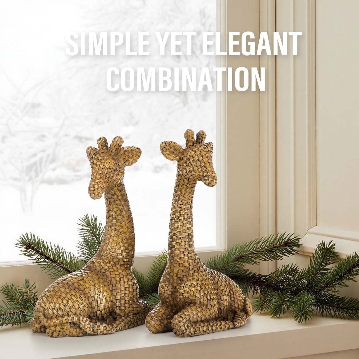 Ayieyill 2pcs Wicker Reindeer Christmas Decoration Resin Reindeer Decor for Tabletop Christmas Decor