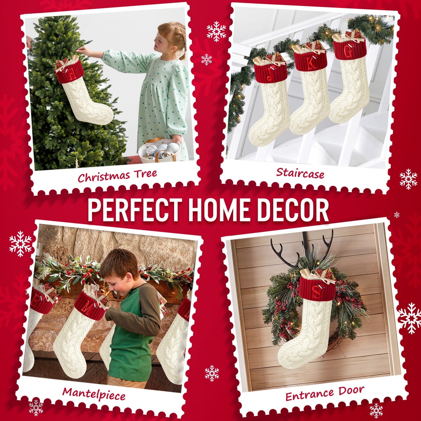 Ayieyill Christmas Stockings with Letters, Super Soft Monogram Christmas Stockings Xmas Gift | 20 Inches