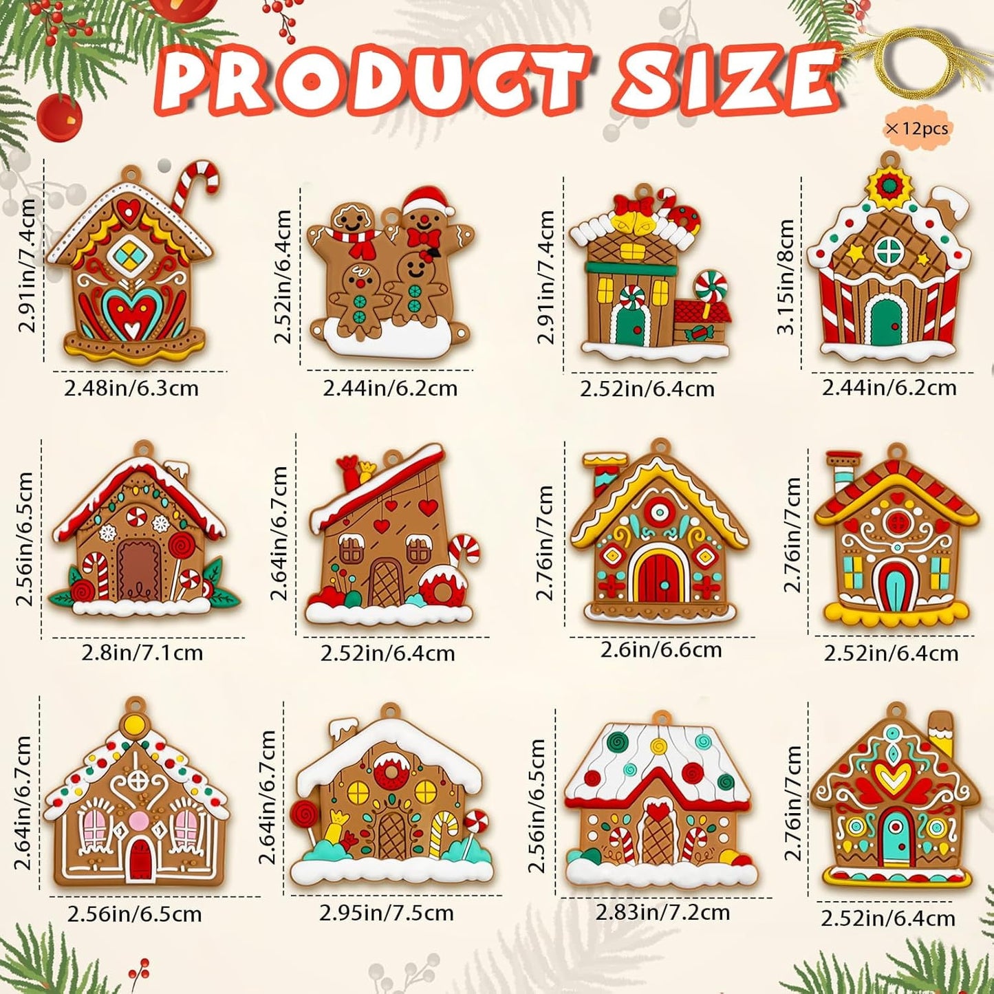 Ayieyill 14pcs Gingerbread Christmas Ornaments Gingerbread Christmas Tree Decorations Holiday Decor