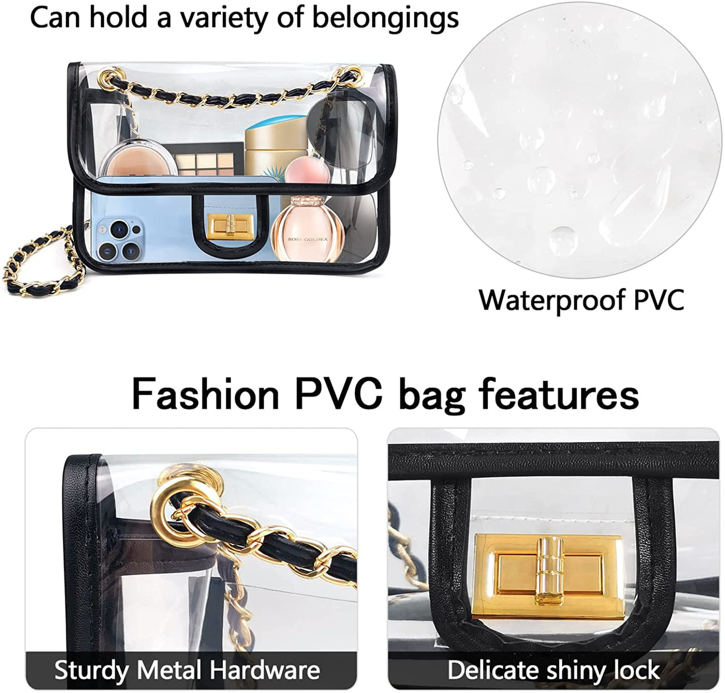 Ayieyill Clear Purses for Women Stadium Approved Crossbody, Clear Purse Handbags