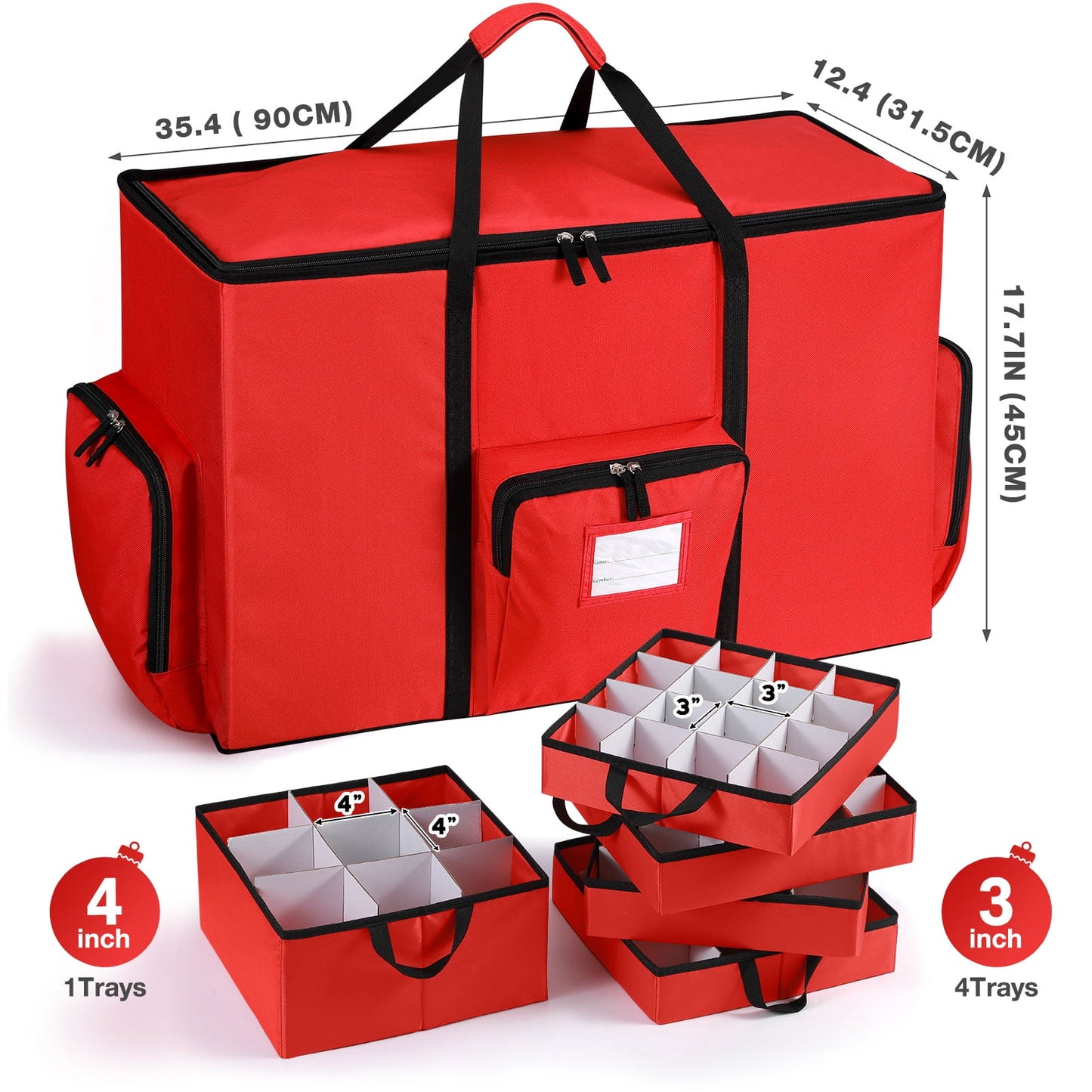 Ayieyill Premium Christmas Ornament Storage Container with Dividers, Fits Up to 73 Ornaments, 600D Tear