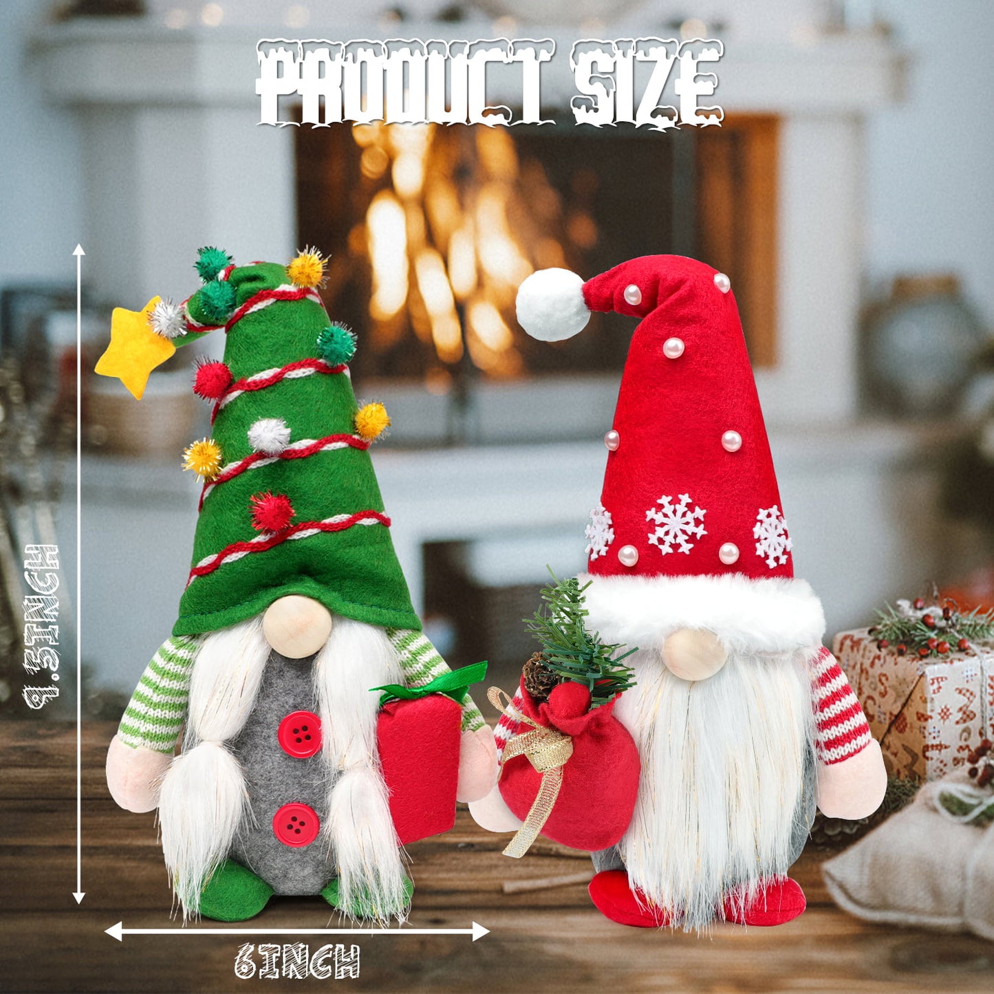Ayieyill 2pc Christmas Gnomes Plush Decorations - Christmas Ornaments - Swedish Tomte Handmade Gnome Gift, Holiday Home Decor 12.2 inch