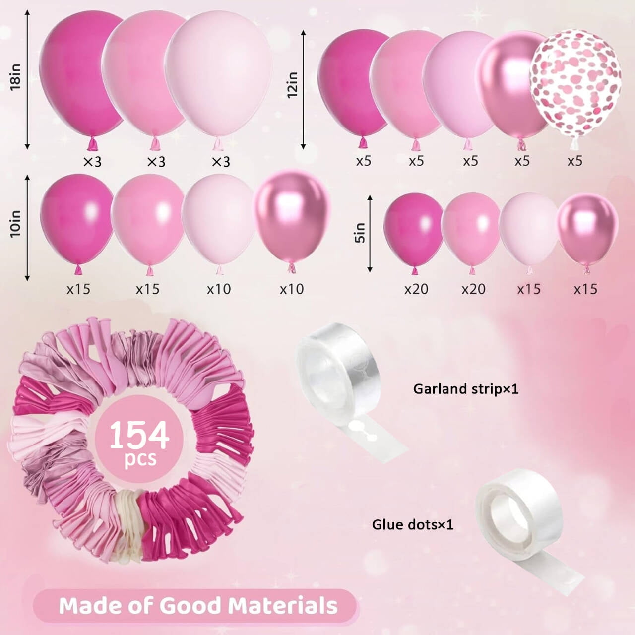 Ayieyill 156pcs Balloon Garland Arch Kit for Baby Shower, Wedding, Birthday, Party Decorations