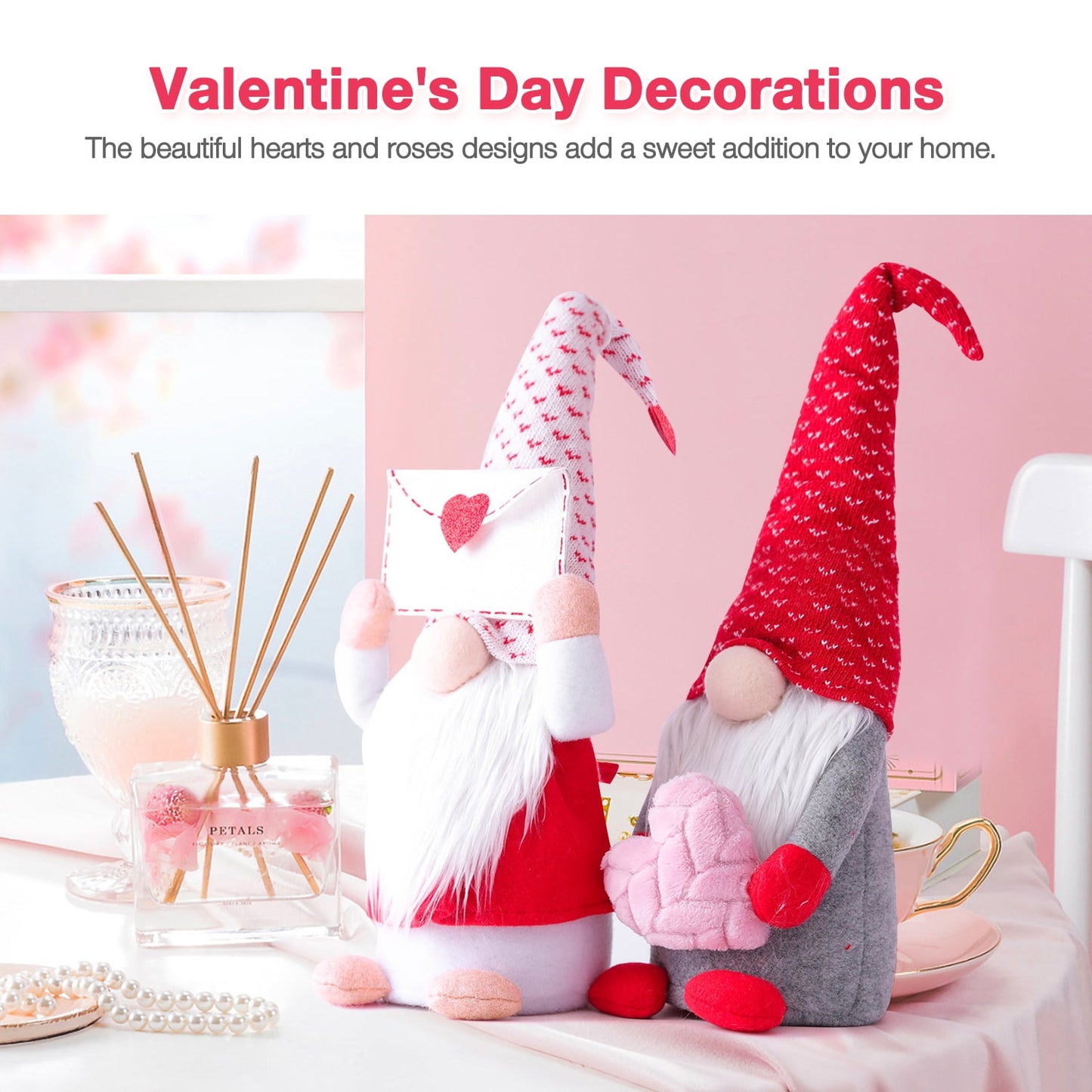 Ayieyill 2pcs Gnome Decor Valentine Day Home Decorations Gnomes Plush,Mr and Mrs Handmake Scandinavian Tomte