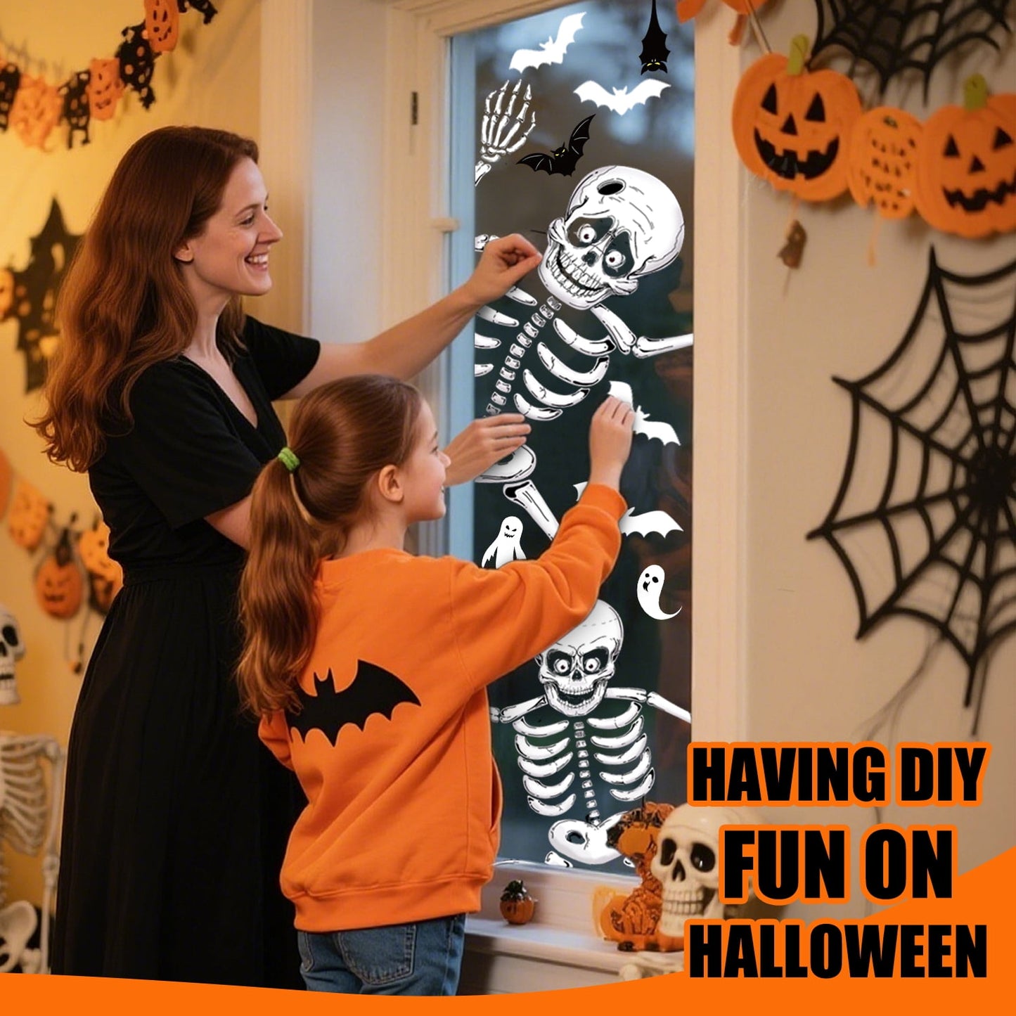 Ayieyill Halloween Window Clings Decorations, Skeleton Decals Halloween Window Stickers for Glass Windows
