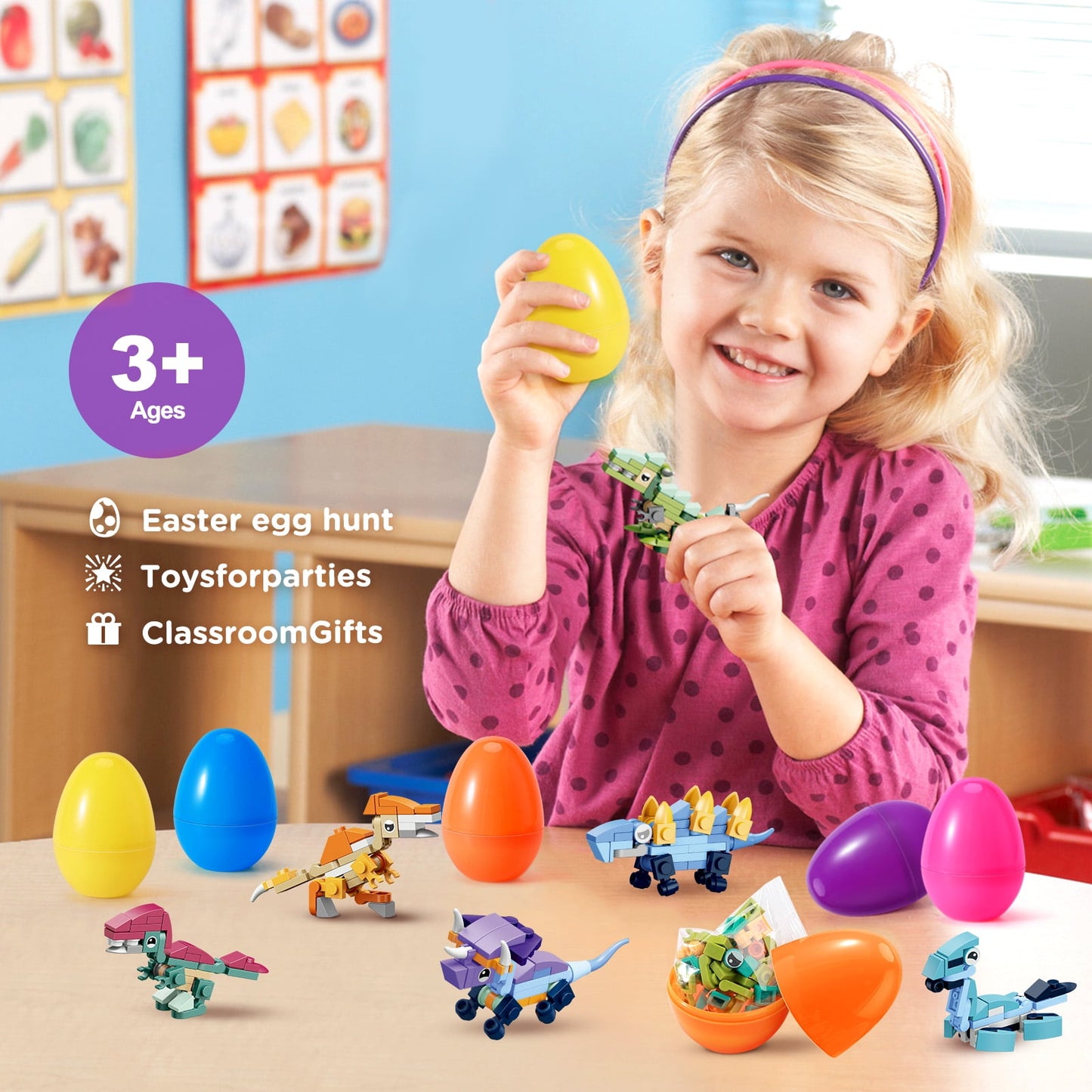 Ayieyill 12Pcs Prefilled Easter Eggs - Toy Filled Easter Eggs Filled with Pull-Back Construction Vehicles