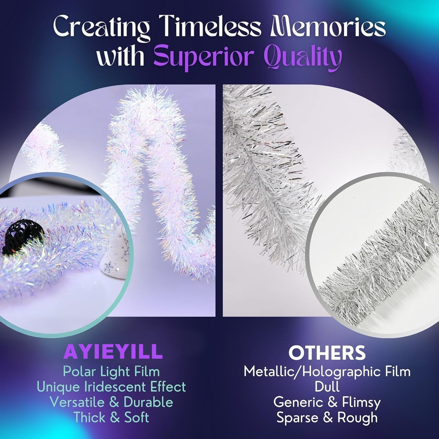 Ayieyill 33ft Tinsel Garland Hanging Christmas Tree Garland for Christmas Tree Decorations Indoor