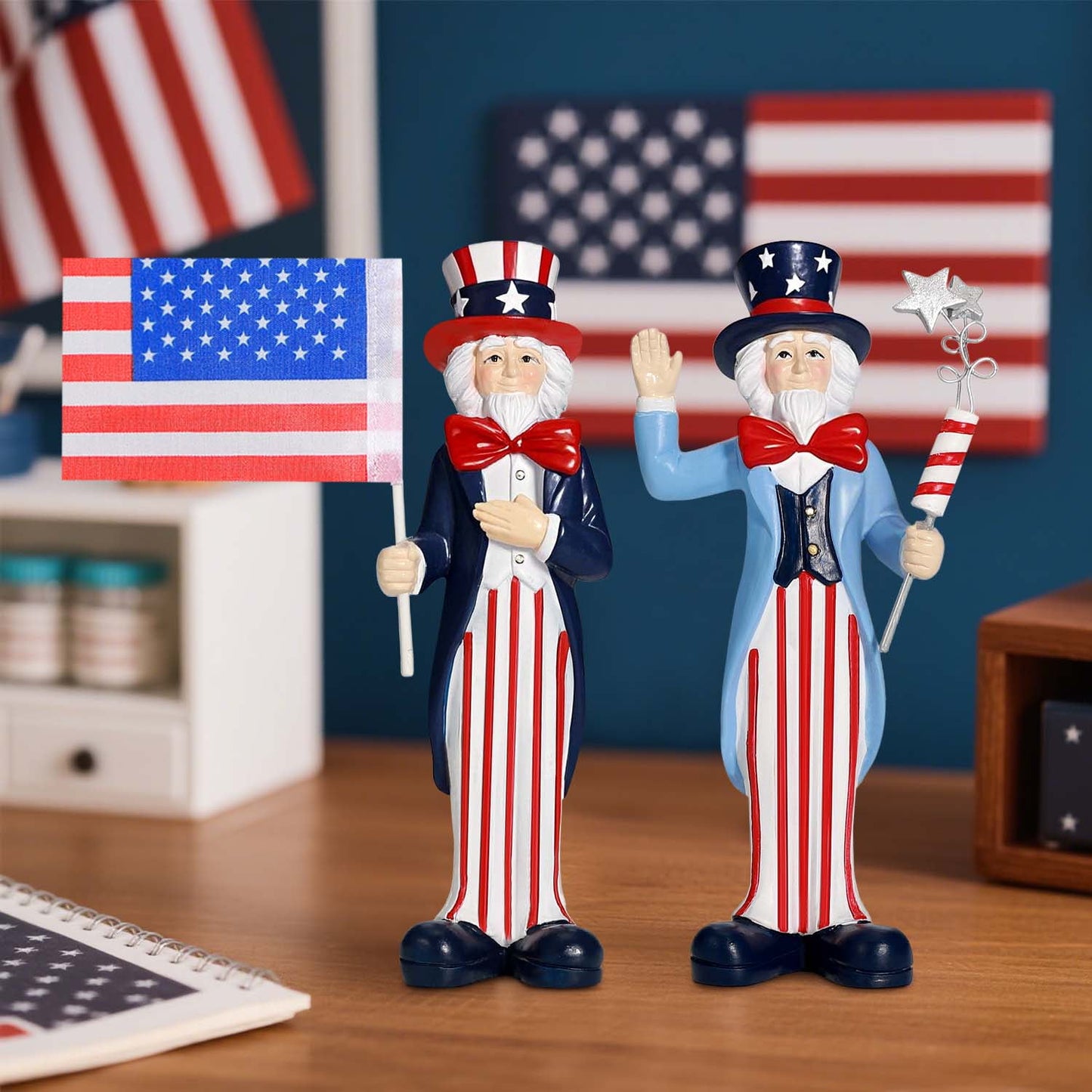 Ayieyill 2Pcs 4th of July Gnomes Decorations, Patriotic Fourth of July decorations(Red White and Blue )