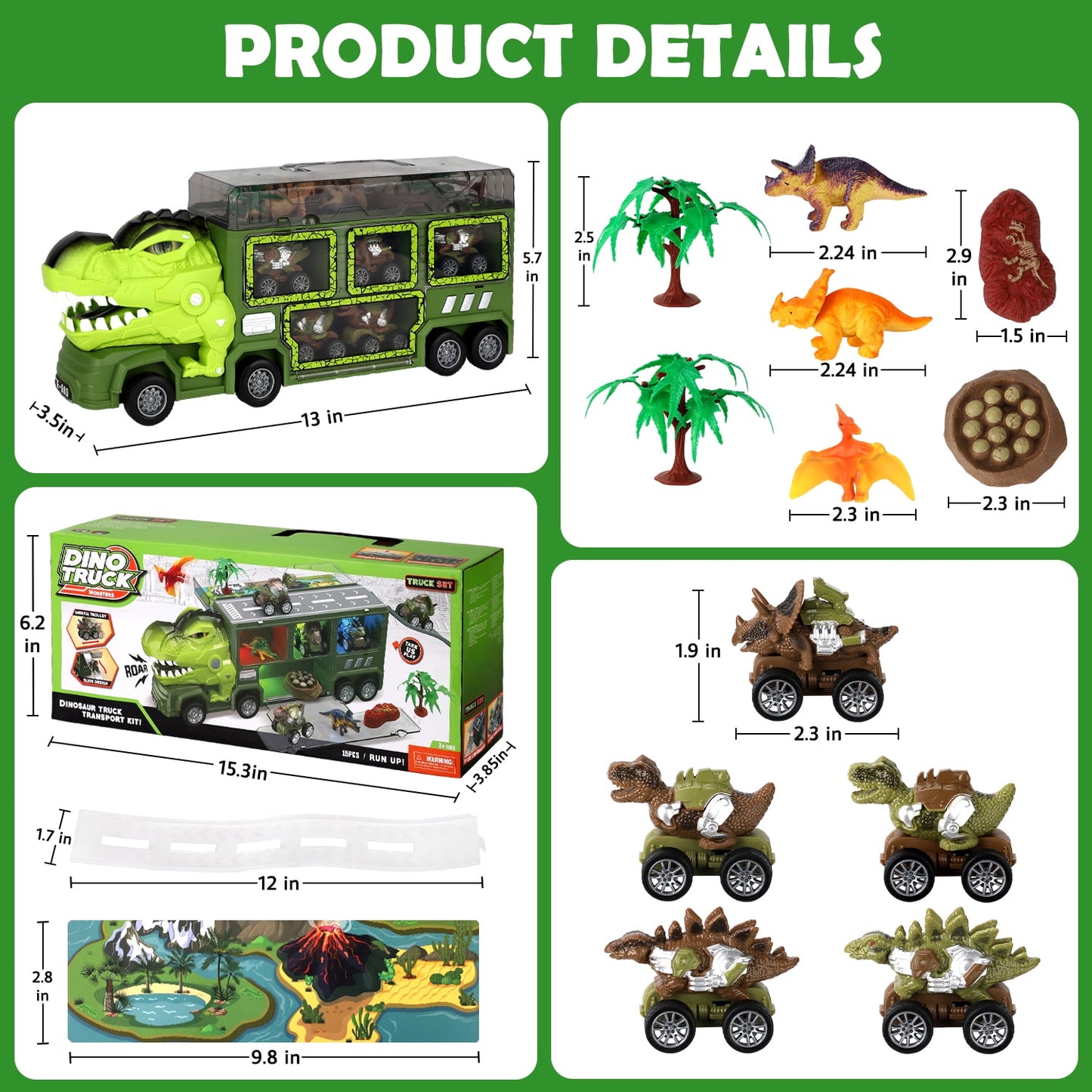 Ayieyill Dinosaur Truck Toys for Kids 3-5 Years, Dinosaur Truck Carrier