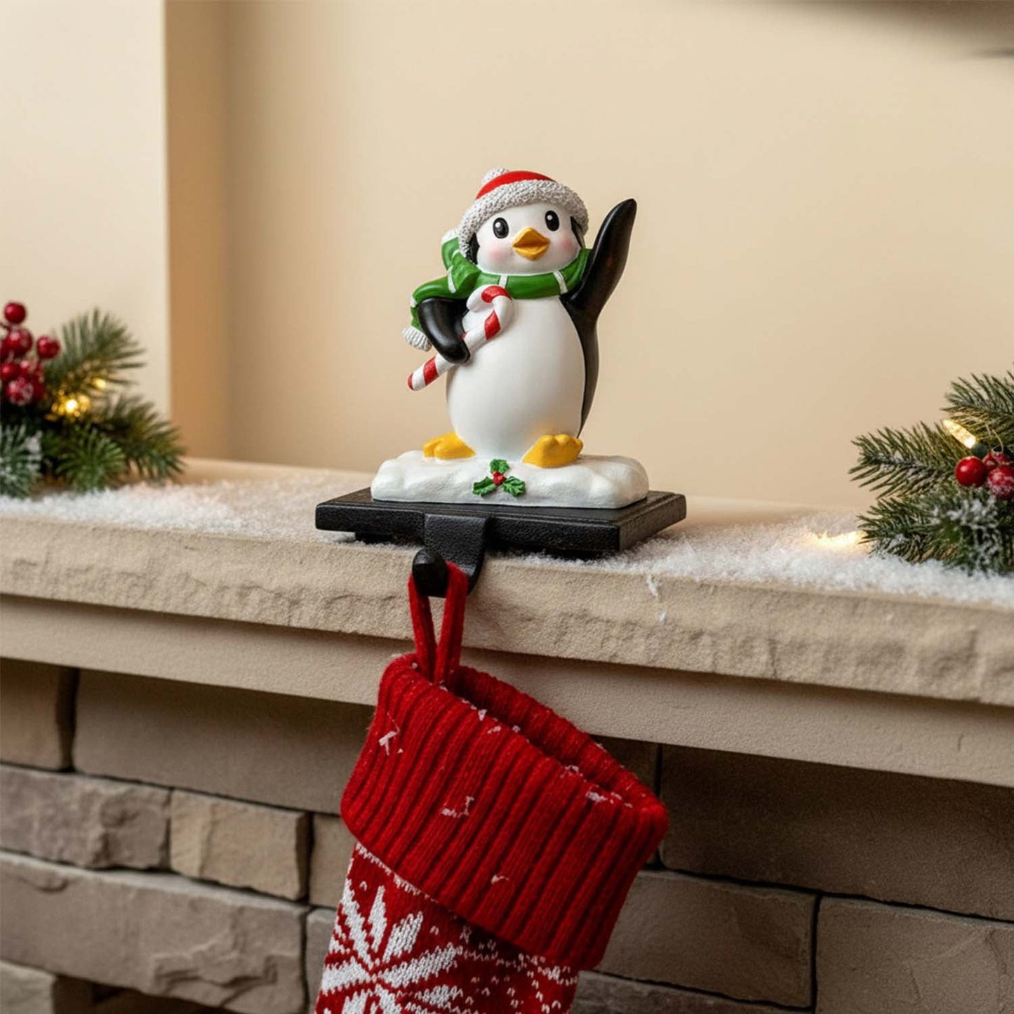 Ayieyill Christmas Santa Claus Stocking Holder, Resin Stocking Holders for Mantle Christmas Decorations
