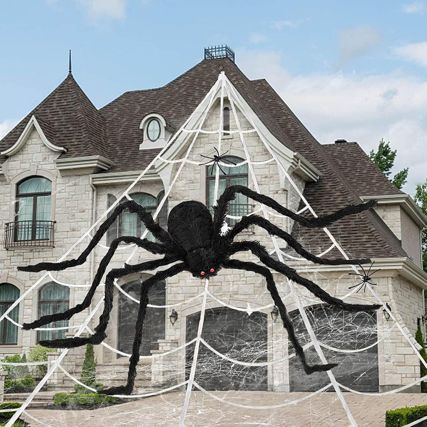 Ayieyill  49" Giant Spider with 200" Giant Spider Web Halloween Decorations Outdoor Indoor Scary Halloween Decor